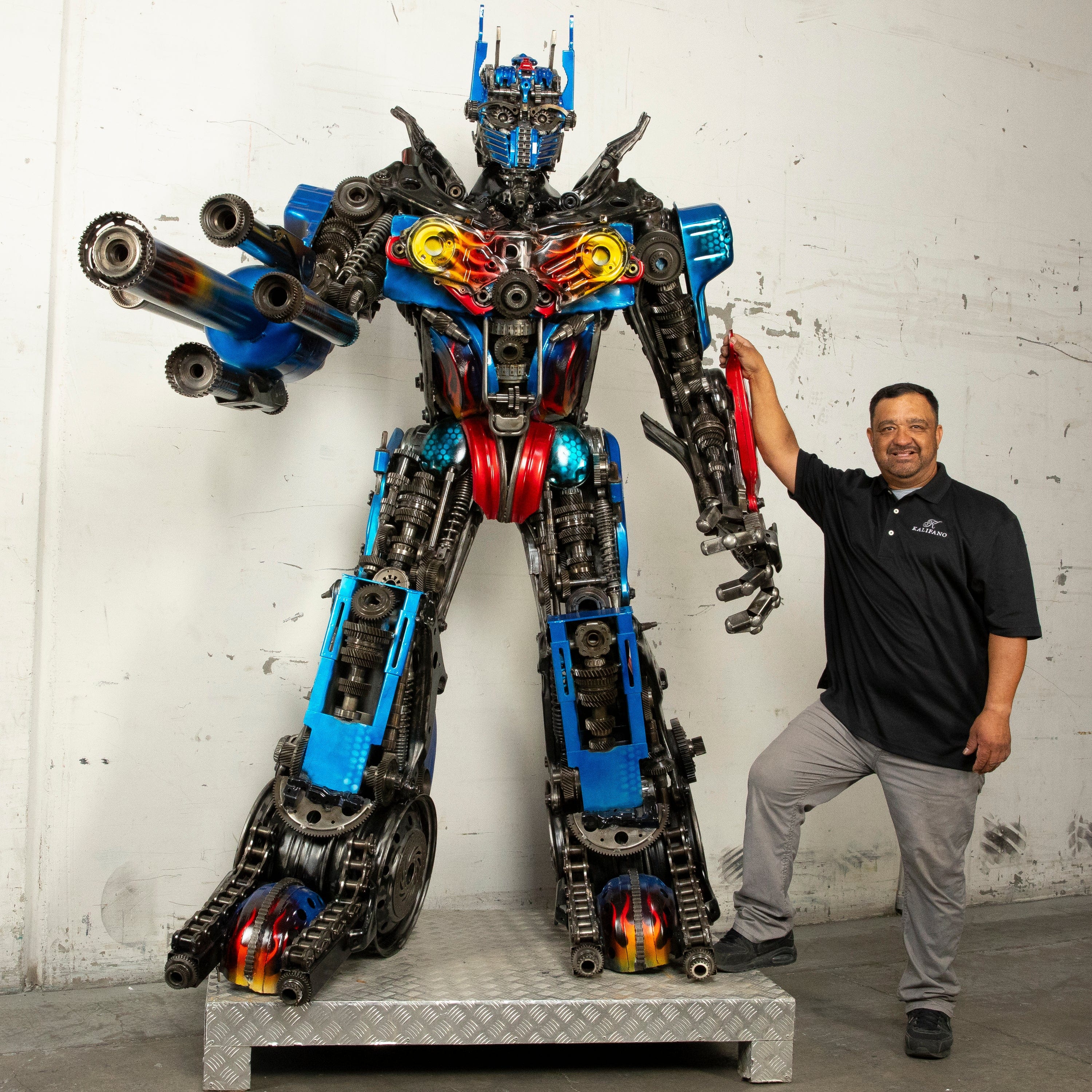 Kalifano Recycled Metal Art 91" Optimus Prime Inspired Recycled Metal Art Sculpture RMS-OP230-S25