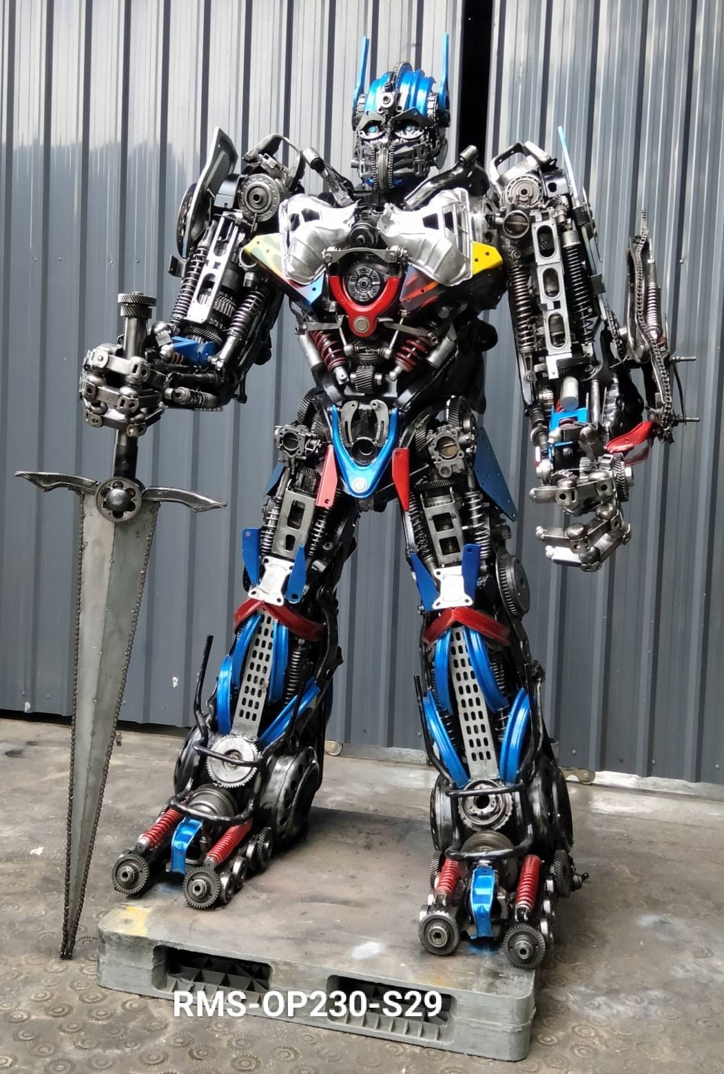 Kalifano Recycled Metal Art 91" Optimus Prime Inspired Recycled Metal Art Sculpture RMS-OP230-S29