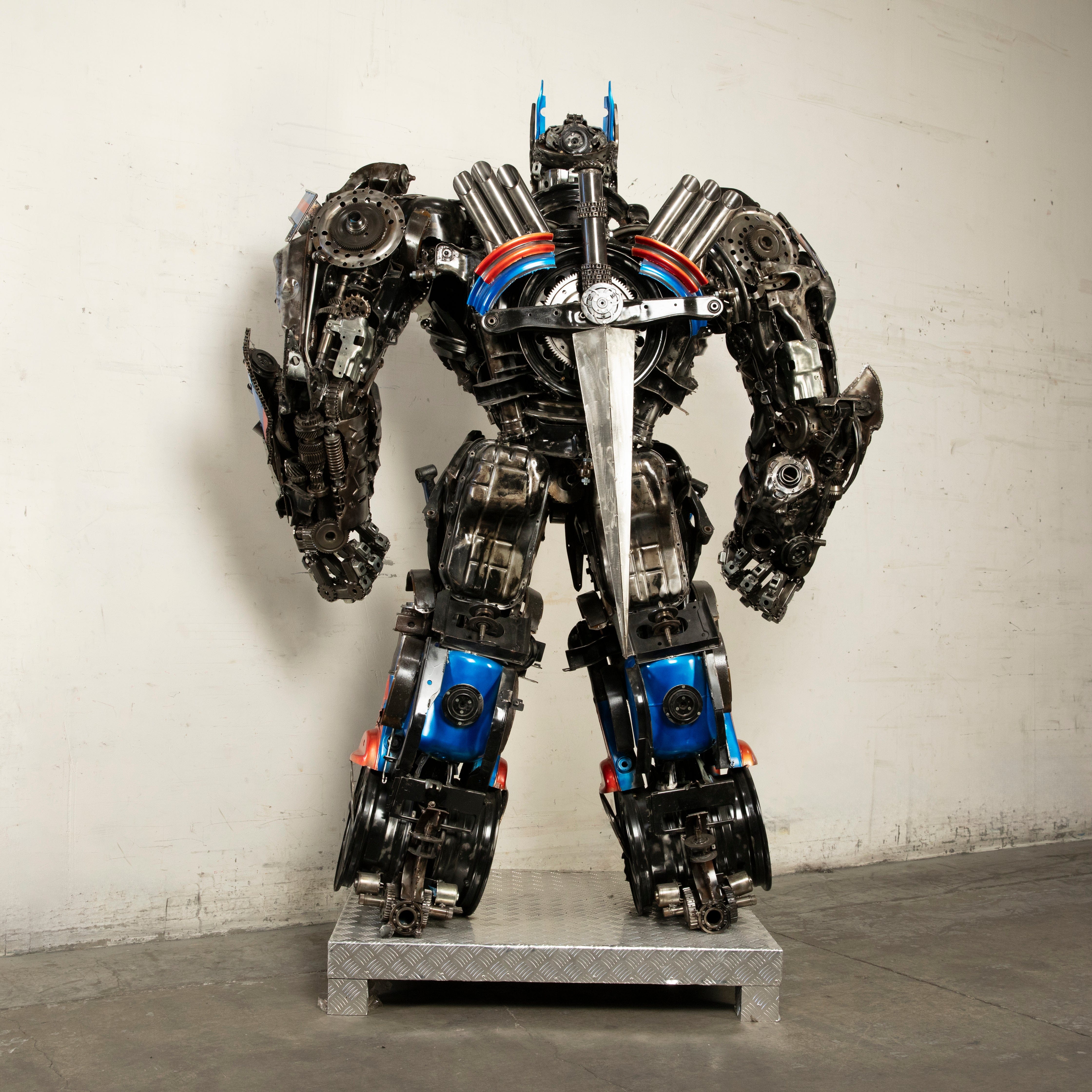 Kalifano Recycled Metal Art 91" Optimus Prime Inspired Recycled Metal Art Sculpture RMS-OP230-S38