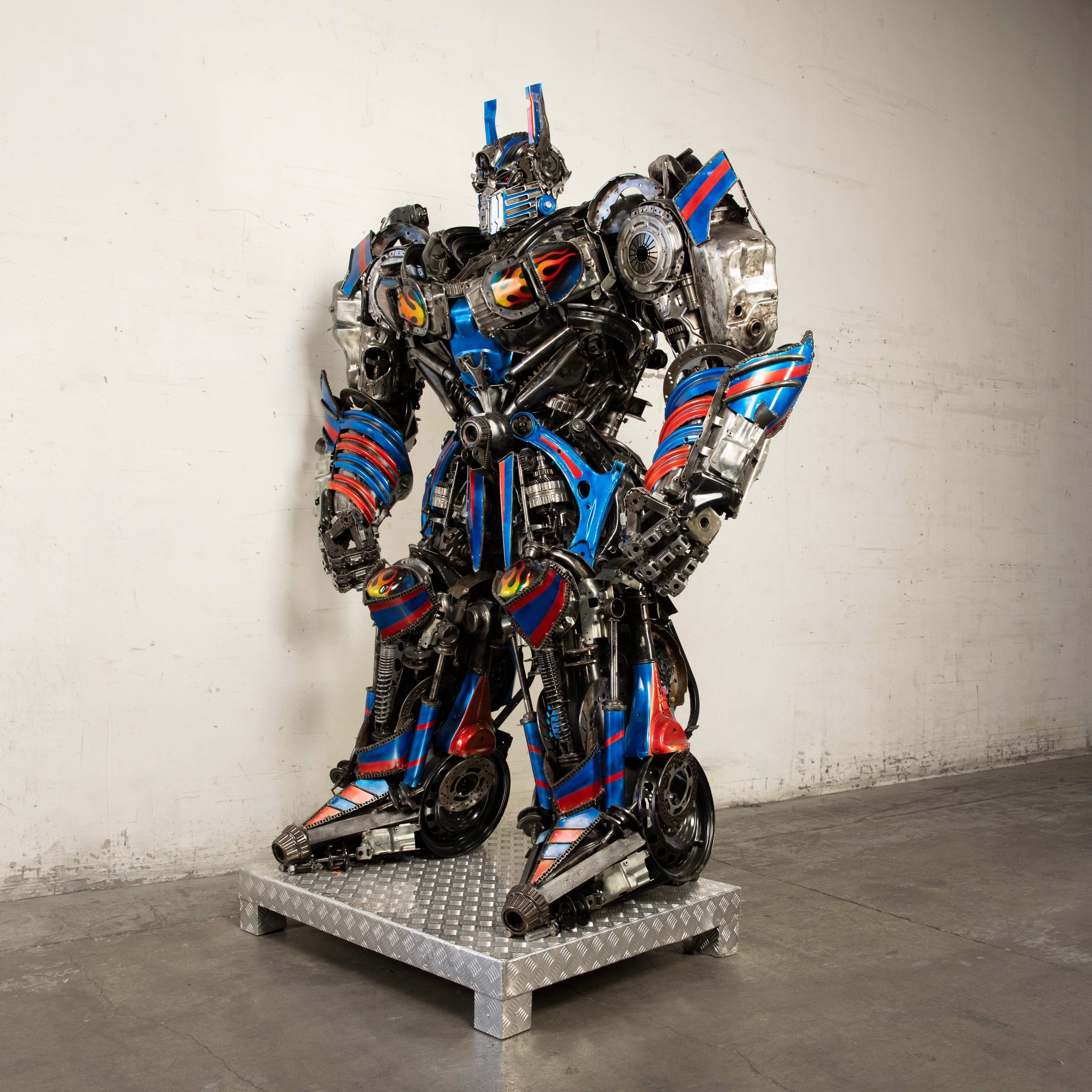 Kalifano Recycled Metal Art 91" Optimus Prime Inspired Recycled Metal Art Sculpture RMS-OP230-S38