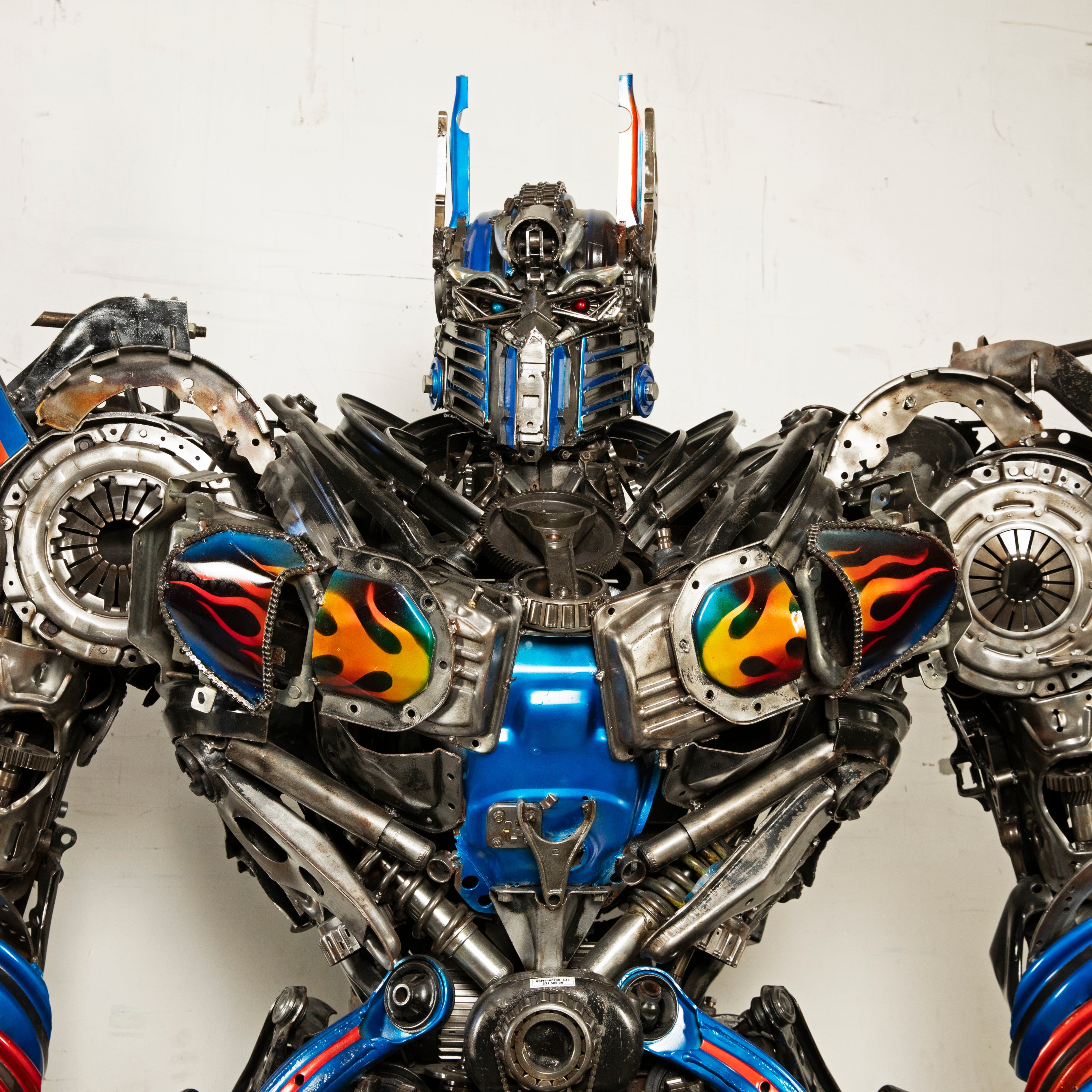 Kalifano Recycled Metal Art 91" Optimus Prime Inspired Recycled Metal Art Sculpture RMS-OP230-S38
