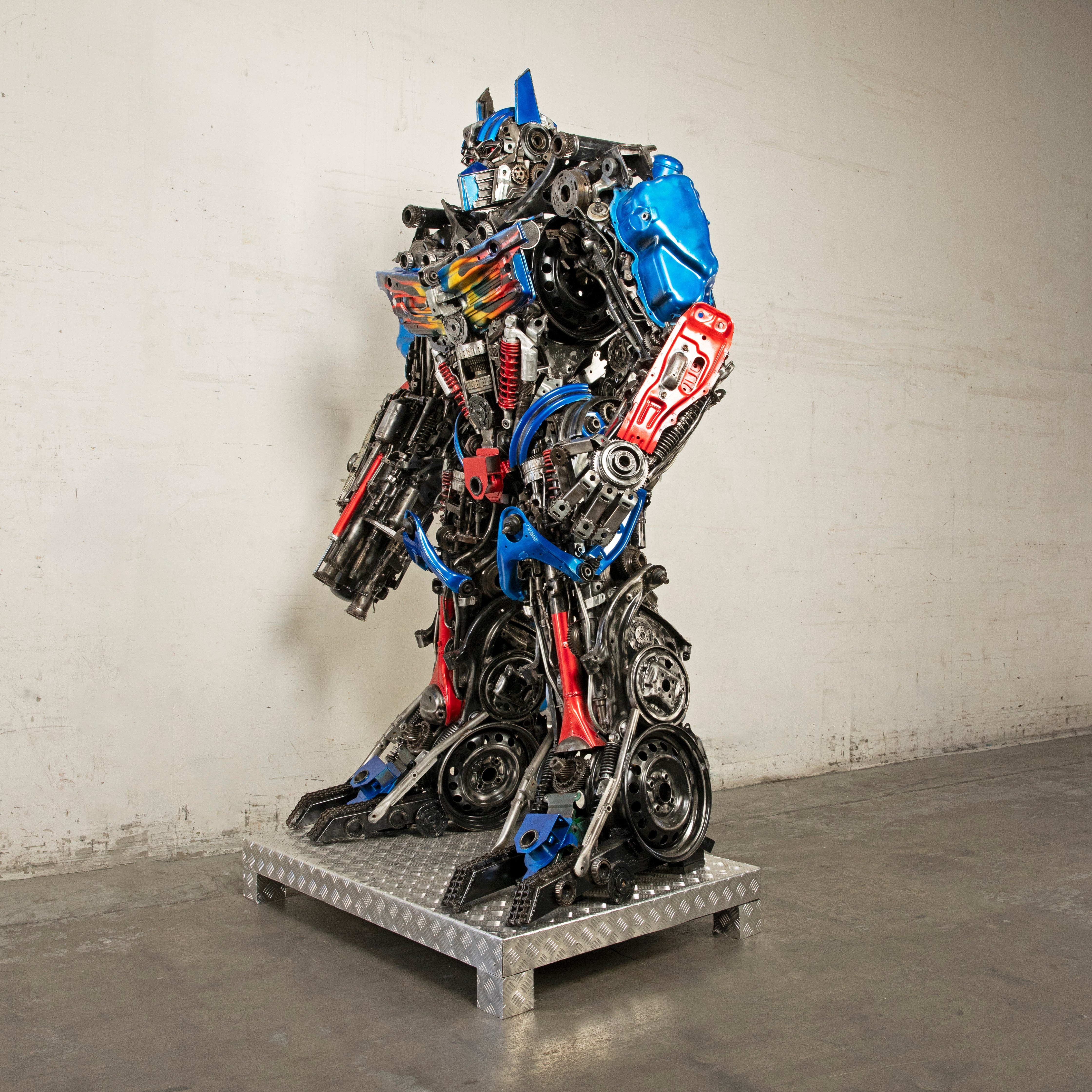 Kalifano Recycled Metal Art 91" Optimus Prime Inspired Recycled Metal Art Sculpture RMS-OP230-S40