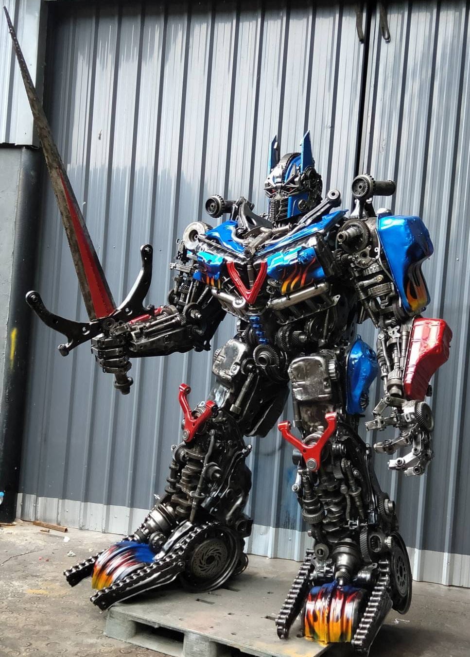Kalifano Recycled Metal Art 91" Optimus Prime Inspired Recycled Metal Art Sculpture RMS-OP230-S43