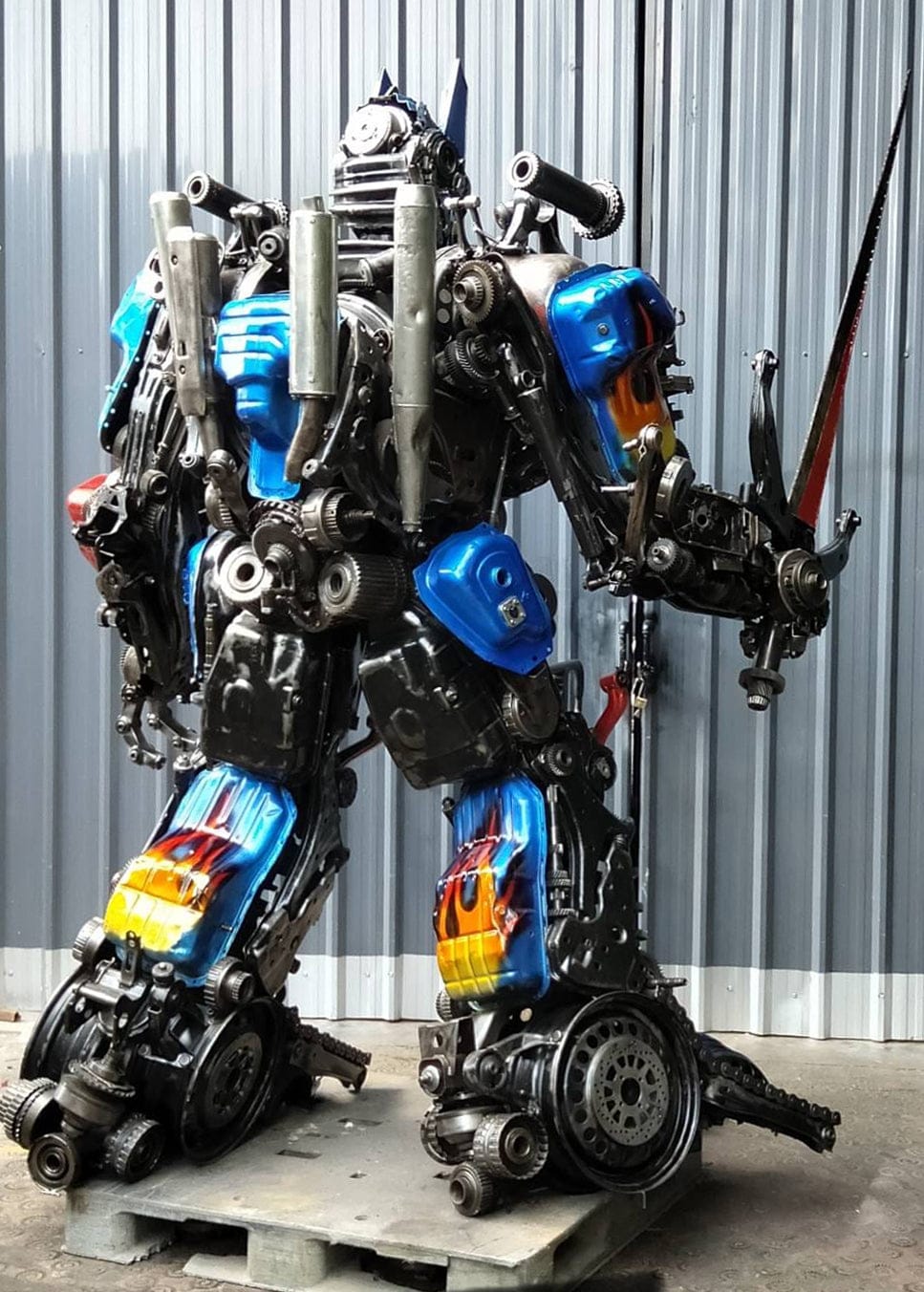 Kalifano Recycled Metal Art 91" Optimus Prime Inspired Recycled Metal Art Sculpture RMS-OP230-S43