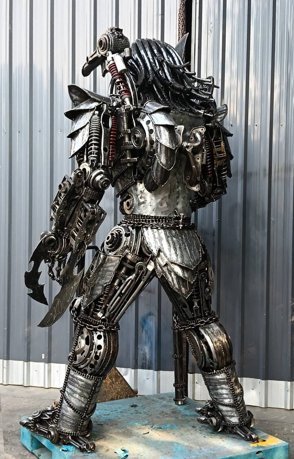 Kalifano Recycled Metal Art 91" Predator Inspired Recycled Metal Art Sculpture RMS-PRED230-S29
