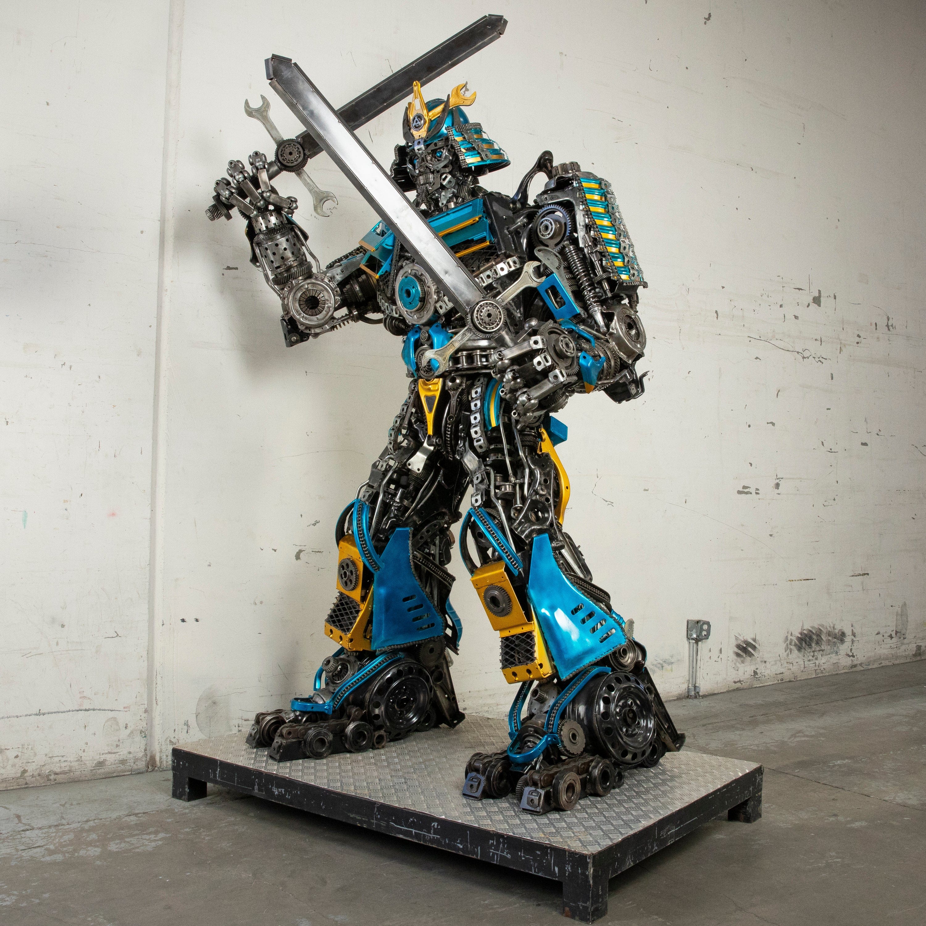 Kalifano Recycled Metal Art 91" Samurai Recycled Metal Art Sculpture RMS-SAM230-S03