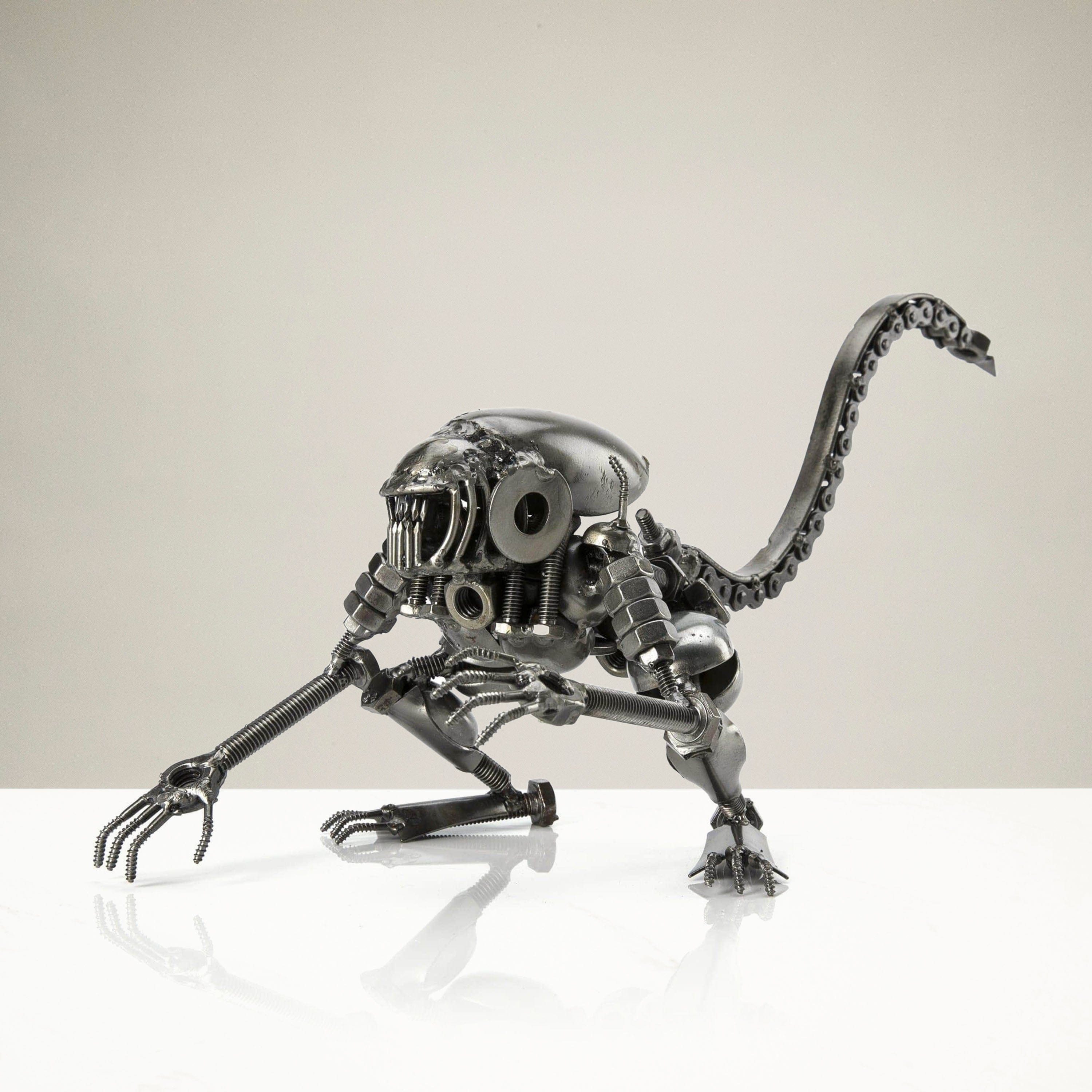 Kalifano Recycled Metal Art Alien Crouched Inspired Recycled Metal Sculpture RMS-700AA-N