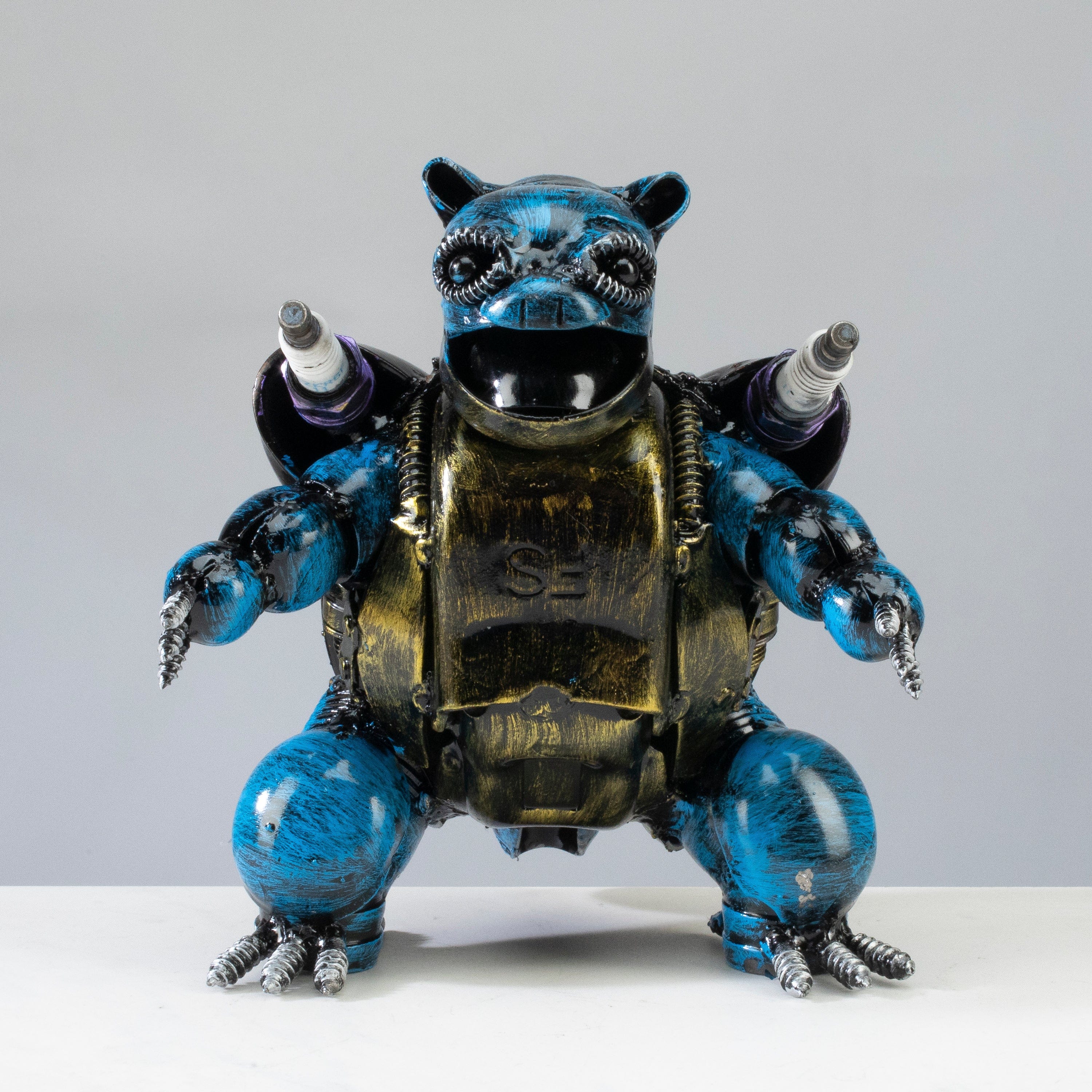 Kalifano Recycled Metal Art Blastoise Pokemon Inspired Recycled Metal Sculpture RMS-600BLT-N