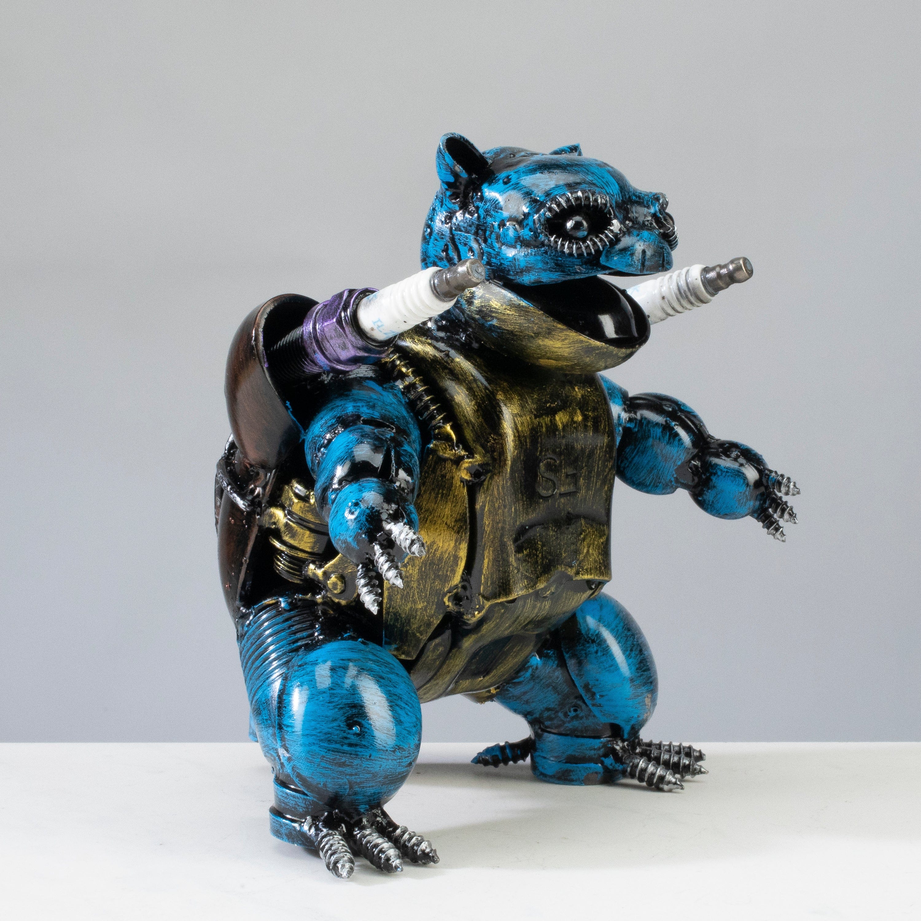 Kalifano Recycled Metal Art Blastoise Pokemon Inspired Recycled Metal Sculpture RMS-600BLT-N