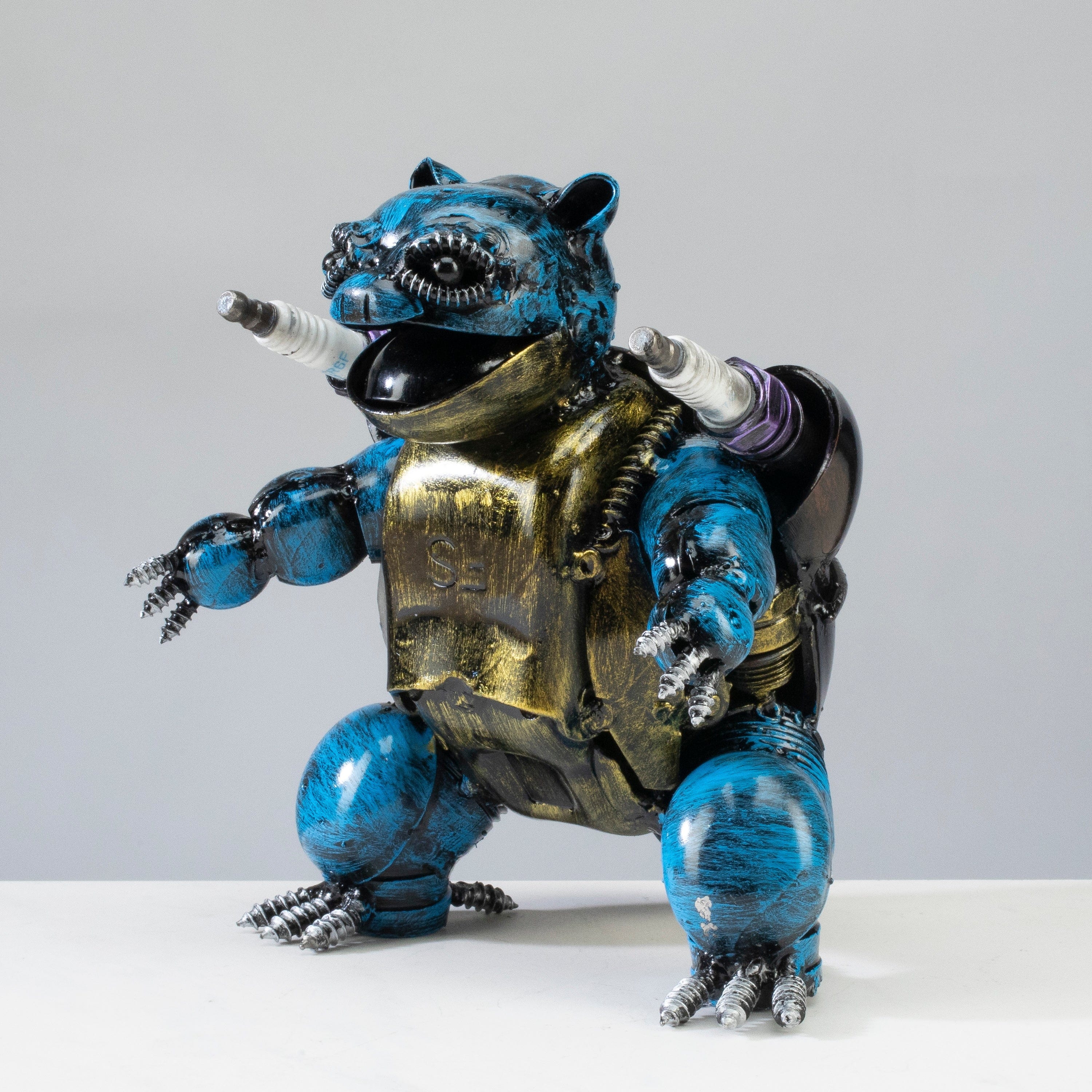 Kalifano Recycled Metal Art Blastoise Pokemon Inspired Recycled Metal Sculpture RMS-600BLT-N