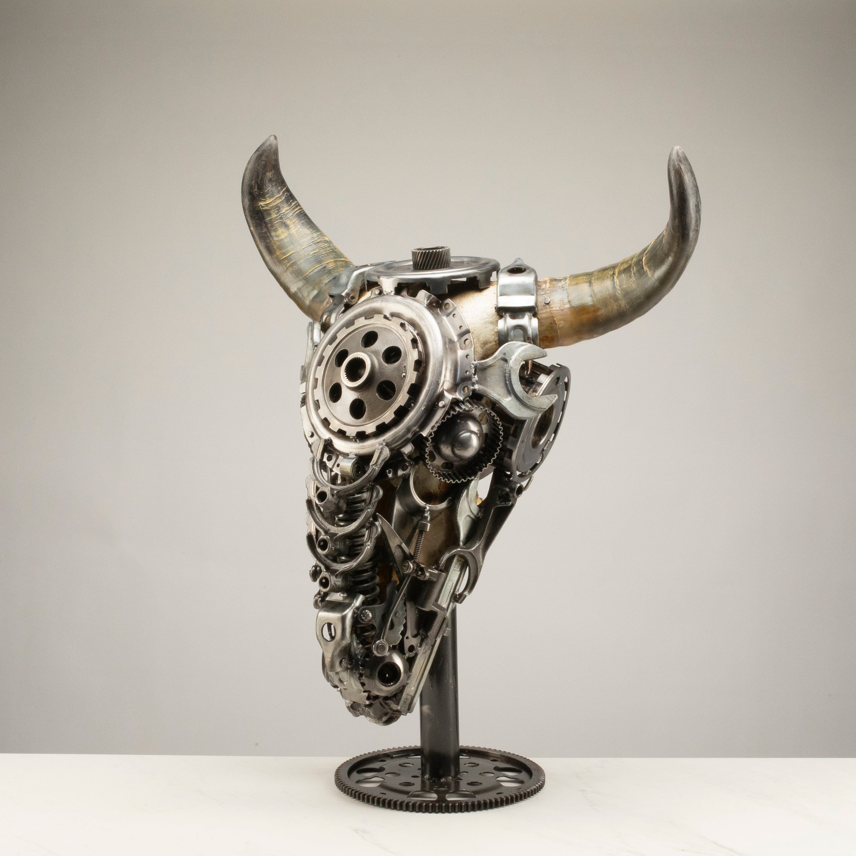 Kalifano Recycled Metal Art Bull Skull Recycled Metal Art Sculpture RMS-BSK-S107
