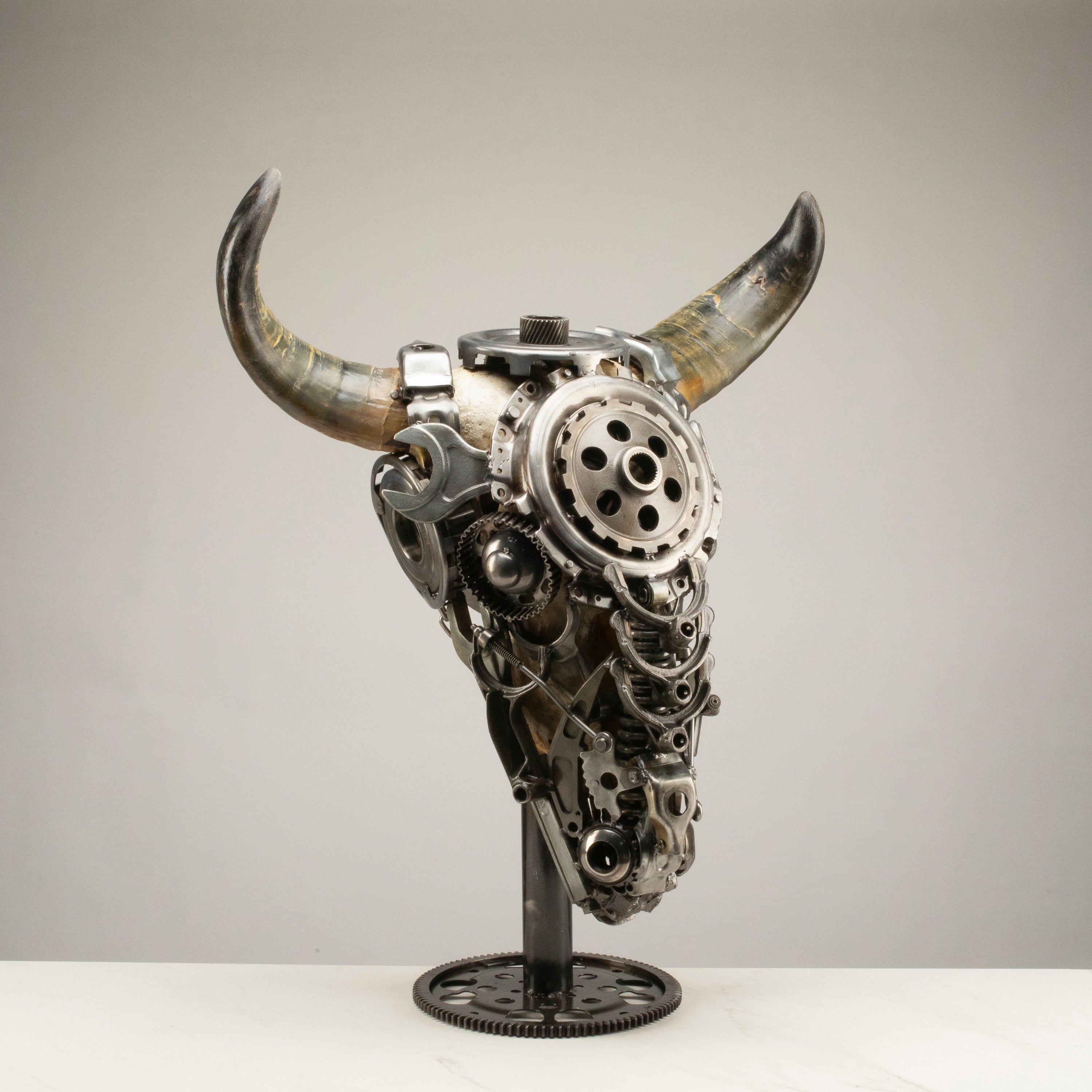 Kalifano Recycled Metal Art Bull Skull Recycled Metal Art Sculpture RMS-BSK-S107
