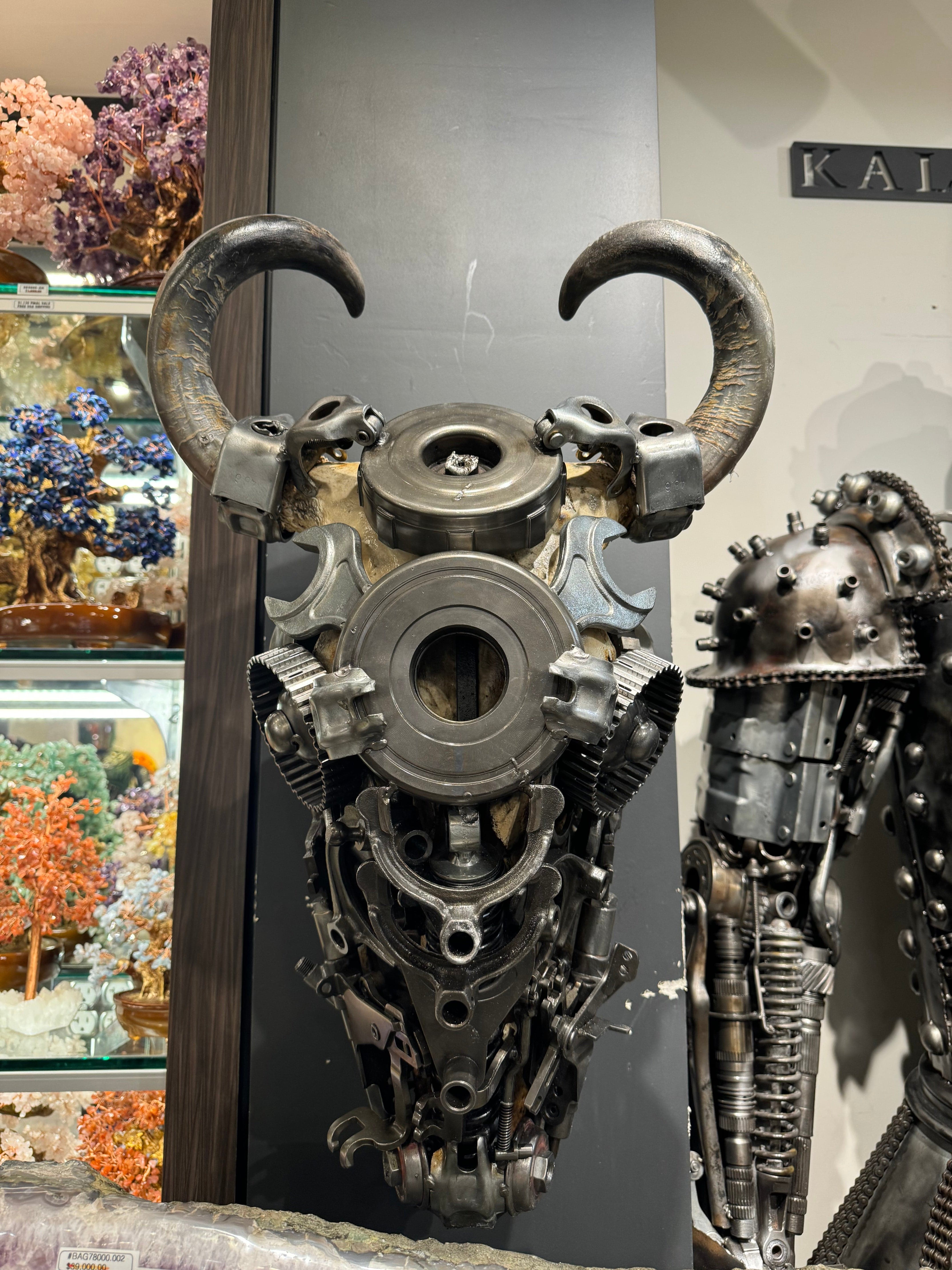 Kalifano Recycled Metal Art Bull Skull Recycled Metal Art Sculpture RMS-BSK-S112