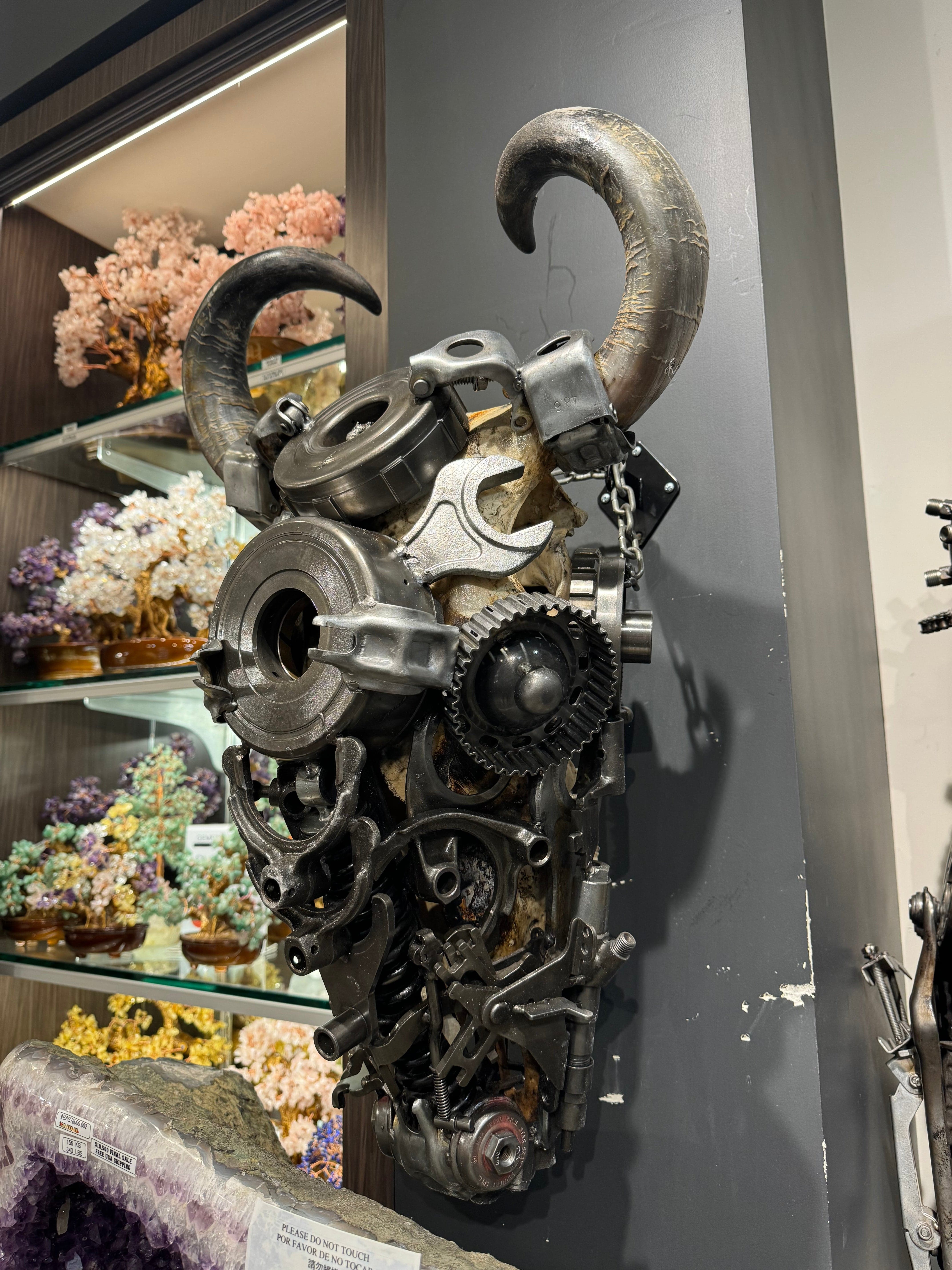 Kalifano Recycled Metal Art Bull Skull Recycled Metal Art Sculpture RMS-BSK-S112