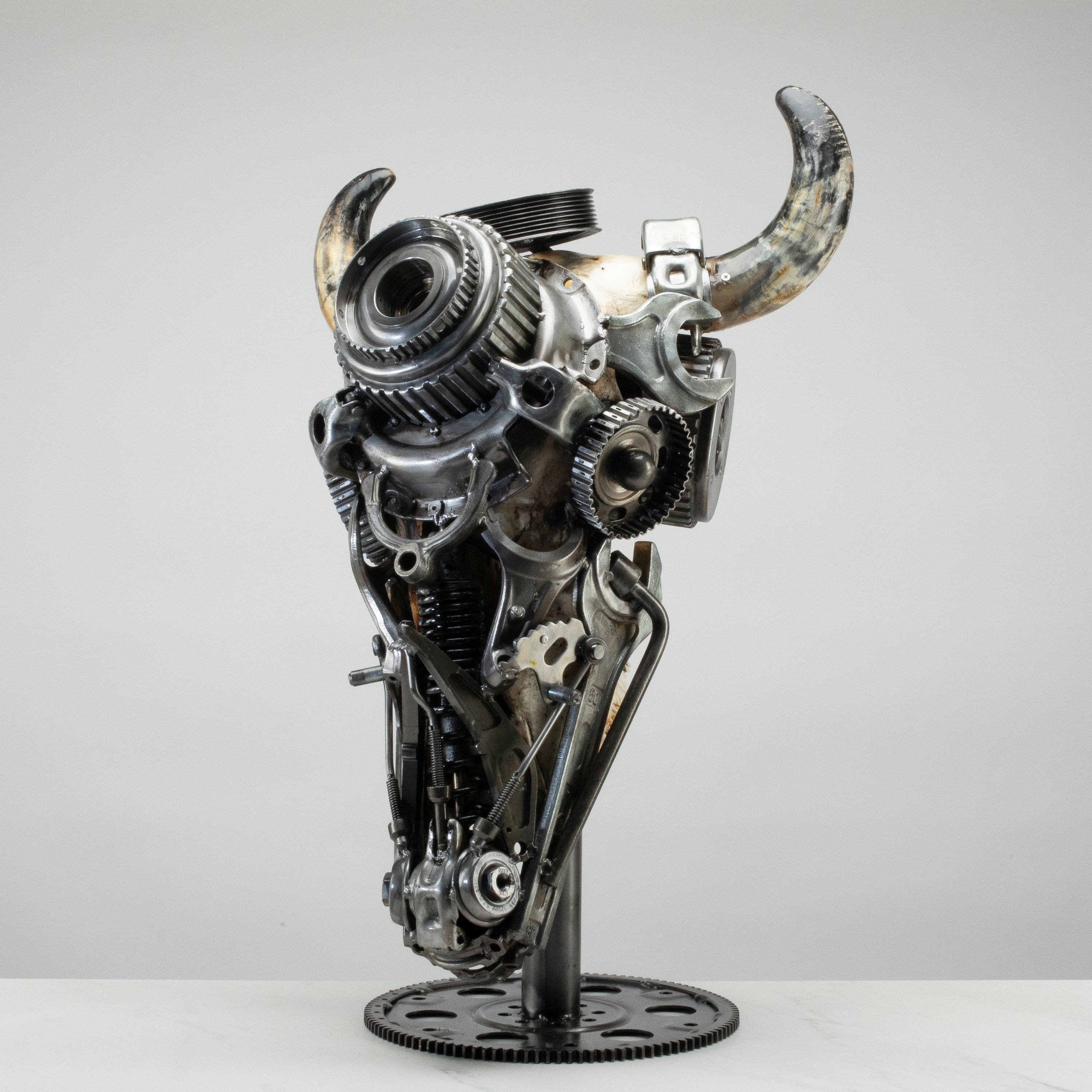 Kalifano Recycled Metal Art Bull Skull Recycled Metal Art Sculpture RMS-BSK-S141