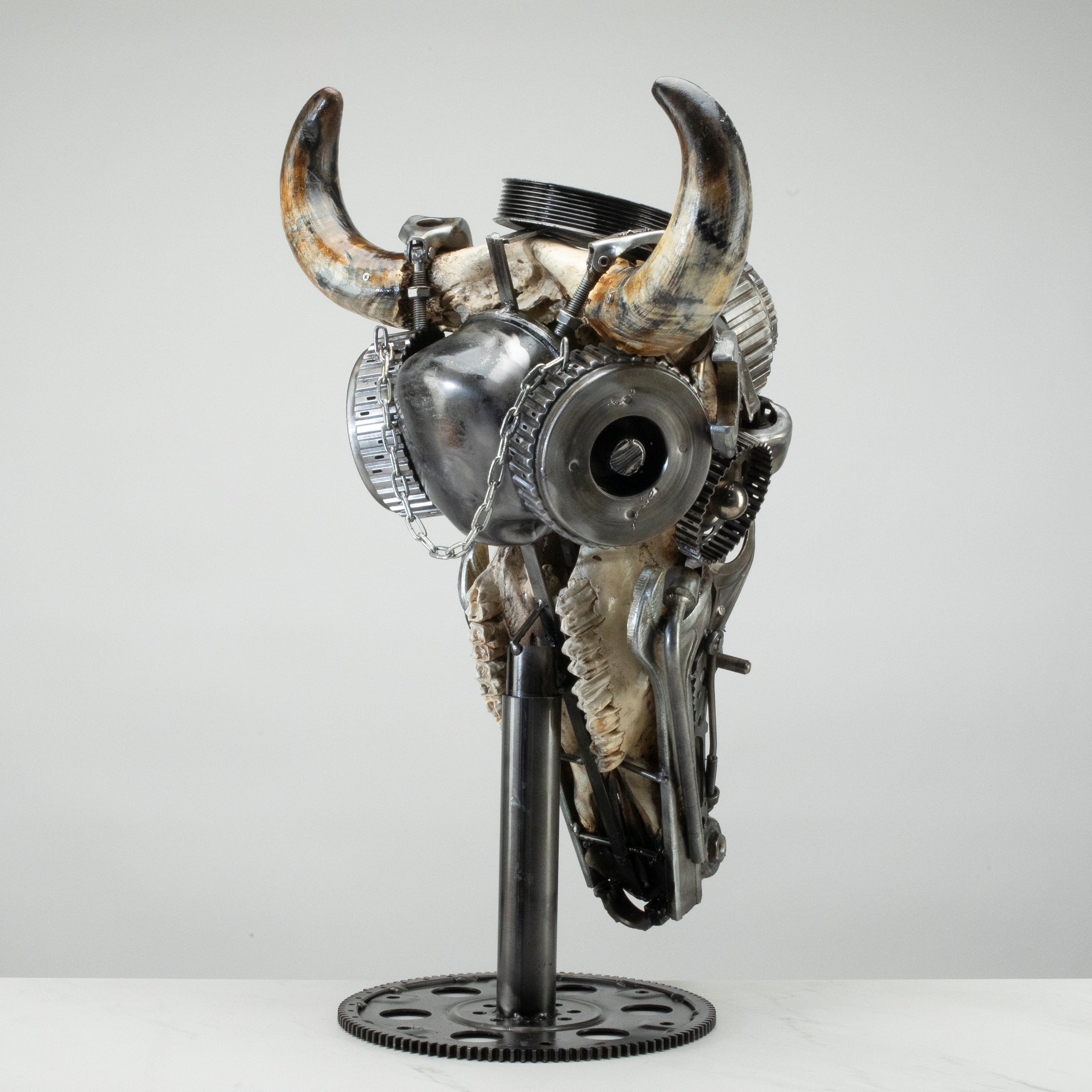 Kalifano Recycled Metal Art Bull Skull Recycled Metal Art Sculpture RMS-BSK-S141