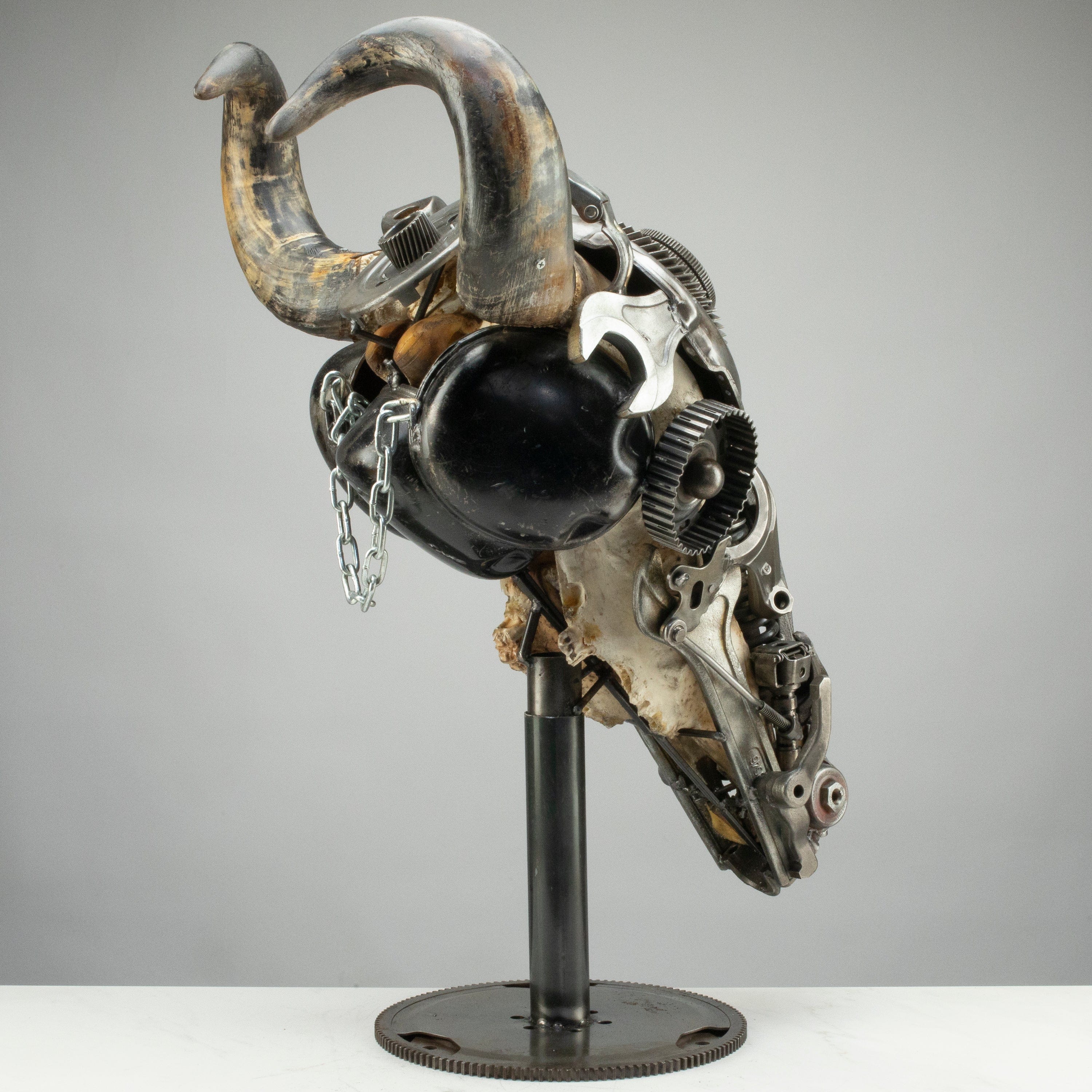 Kalifano Recycled Metal Art Bull Skull Recycled Metal Art Sculpture RMS-BSK-S157