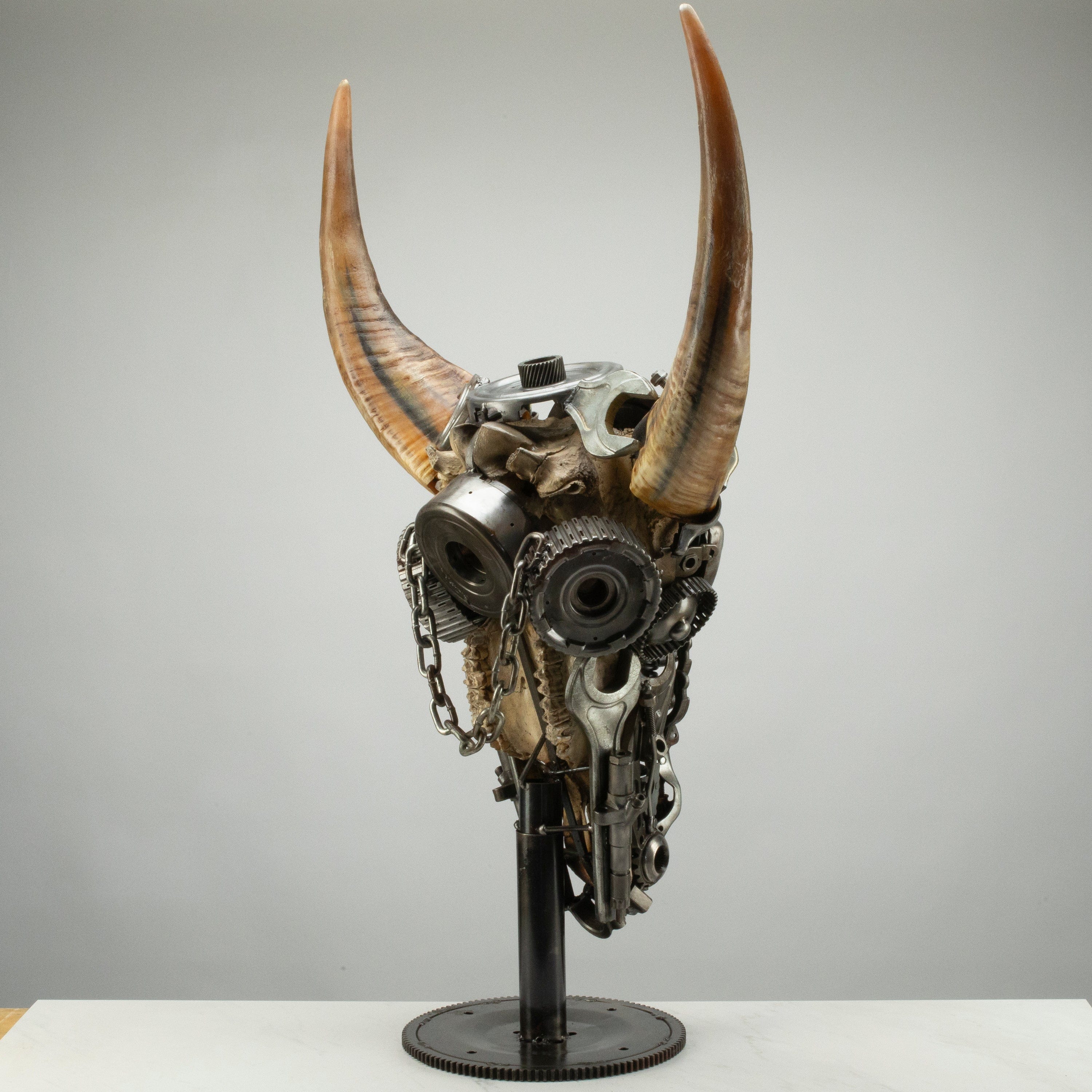 Kalifano Recycled Metal Art Bull Skull Recycled Metal Art Sculpture RMS-BSK-S158