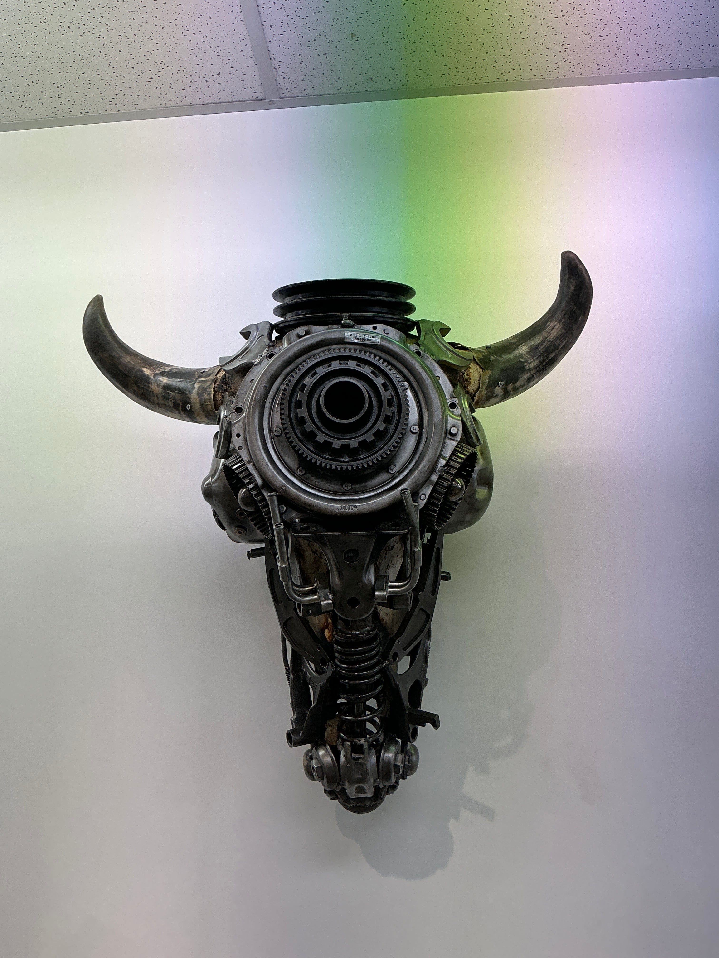 Kalifano Recycled Metal Art Bull Skull Recycled Metal Art Sculpture RMS-BSK-S161