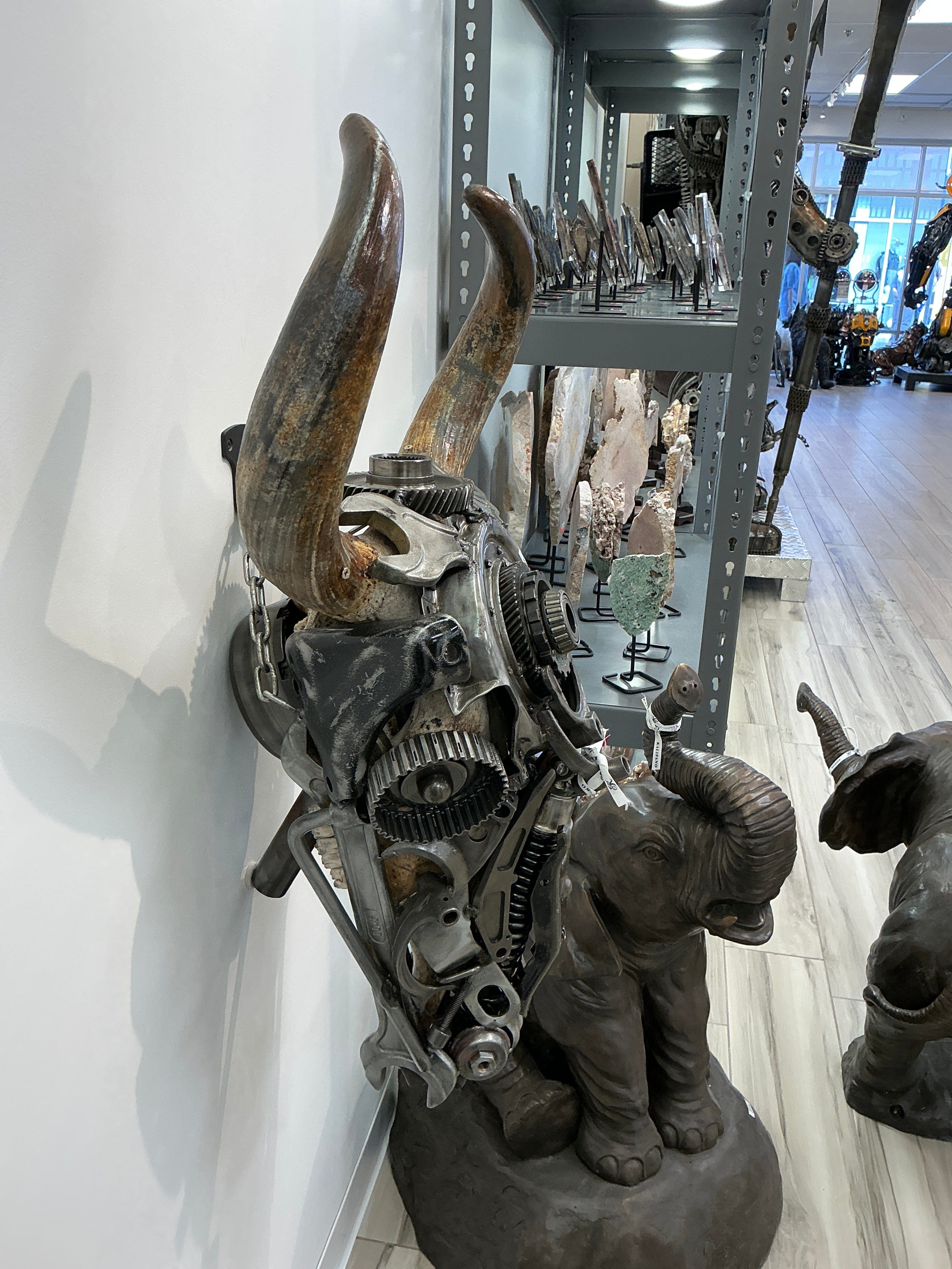 Kalifano Recycled Metal Art Bull Skull Recycled Metal Art Sculpture RMS-BSK-S165