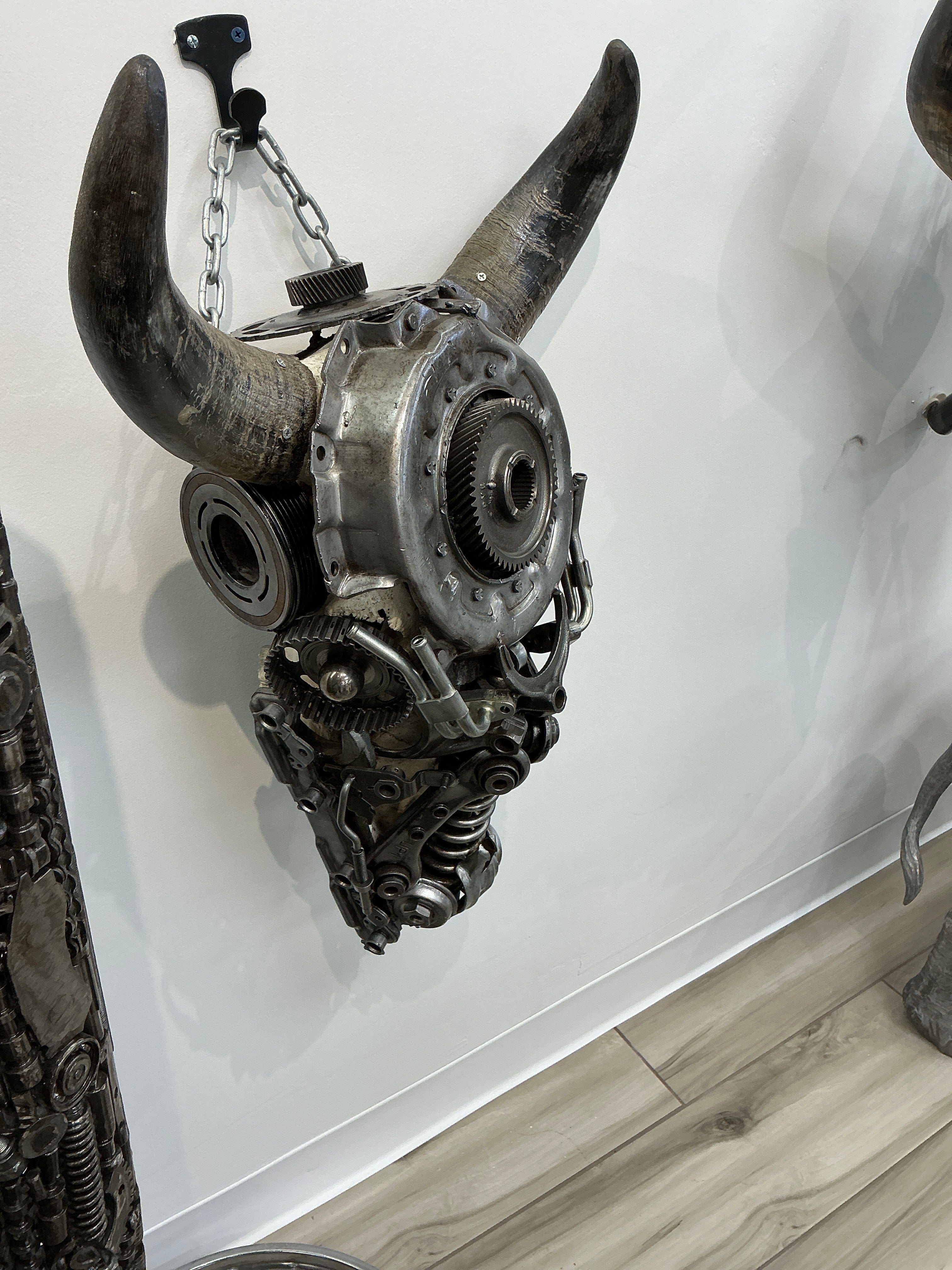 Kalifano Recycled Metal Art Bull Skull Recycled Metal Art Sculpture RMS-BSK-S177