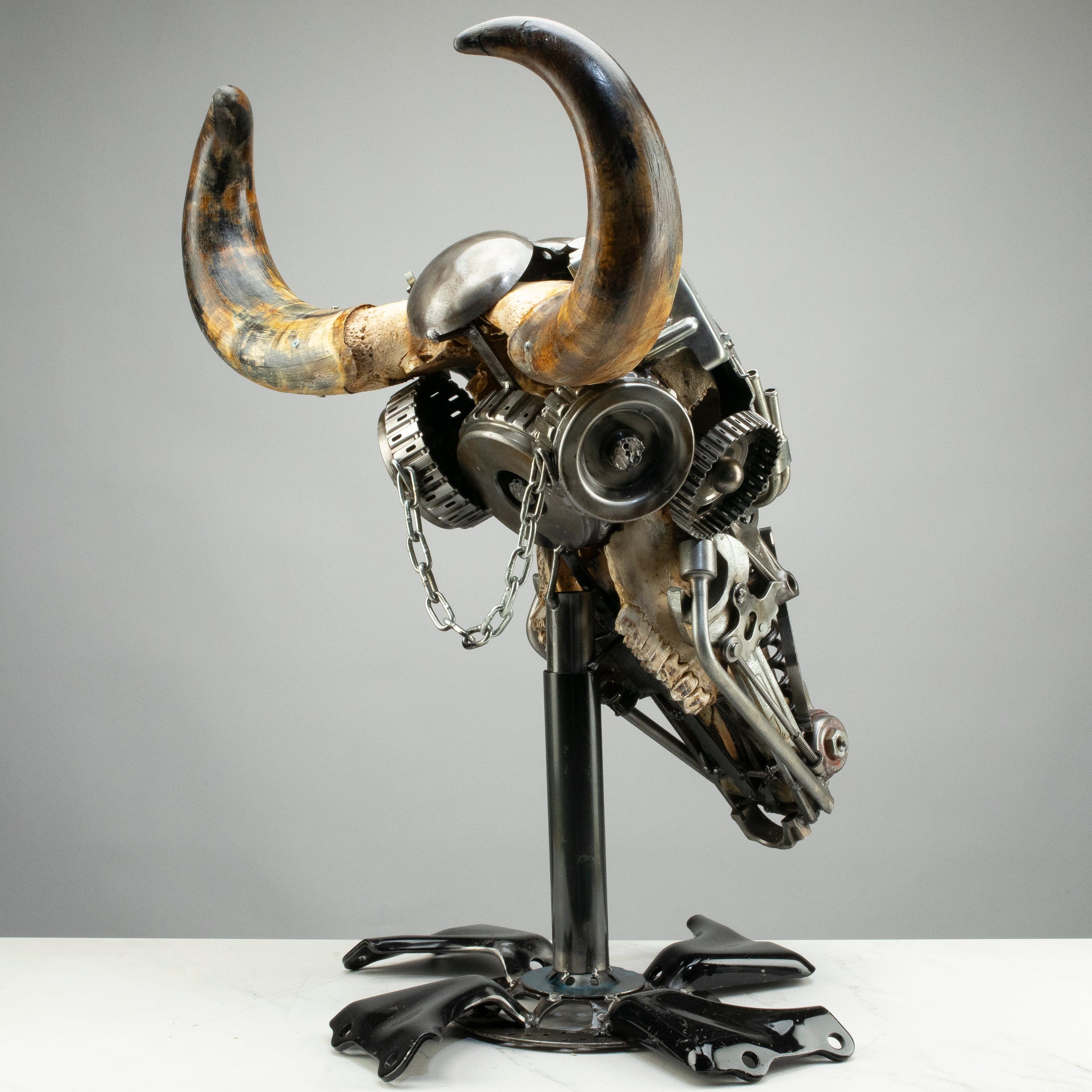 Kalifano Recycled Metal Art Bull Skull Recycled Metal Art Sculpture RMS-BSK-S187