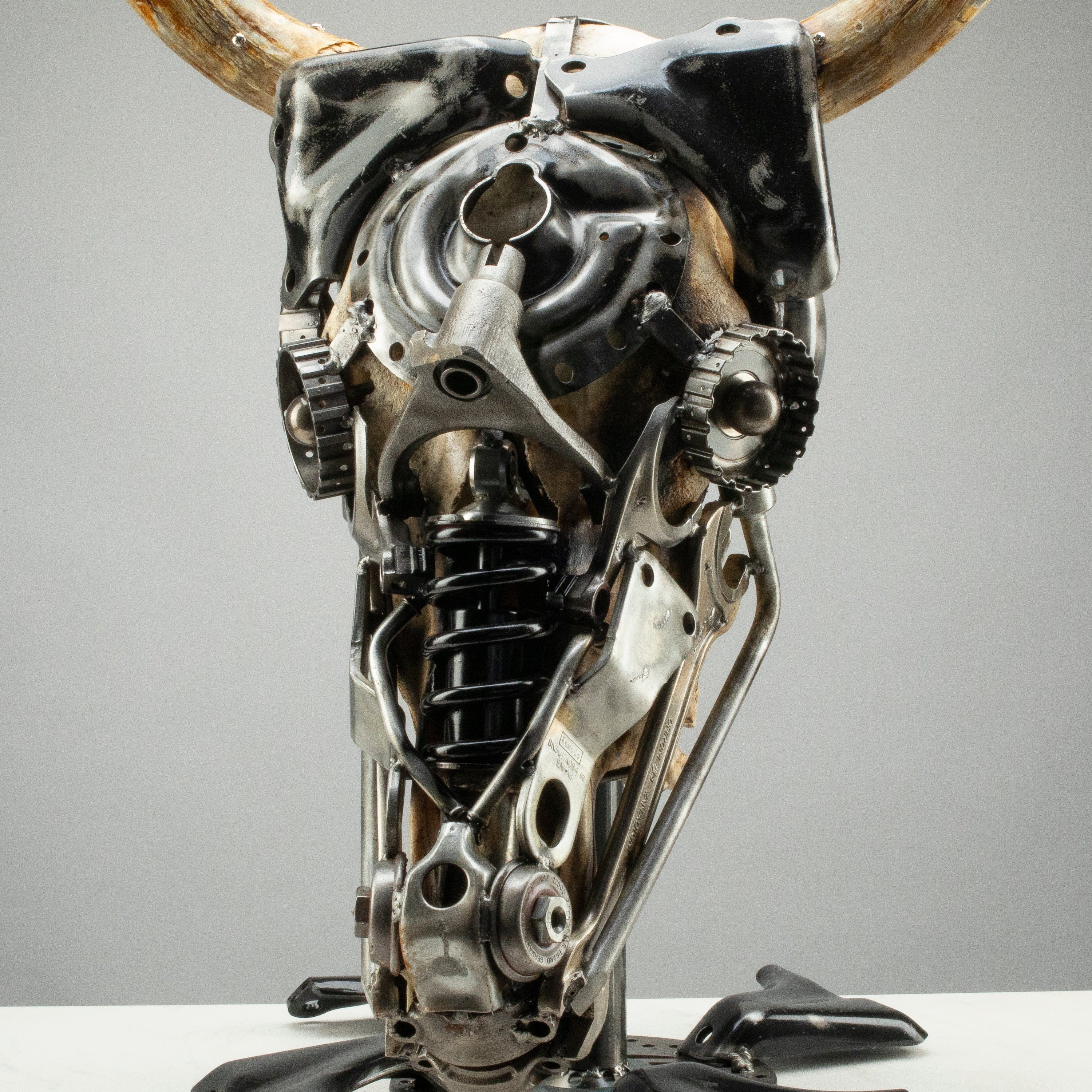 Kalifano Recycled Metal Art Bull Skull Recycled Metal Art Sculpture RMS-BSK-S188