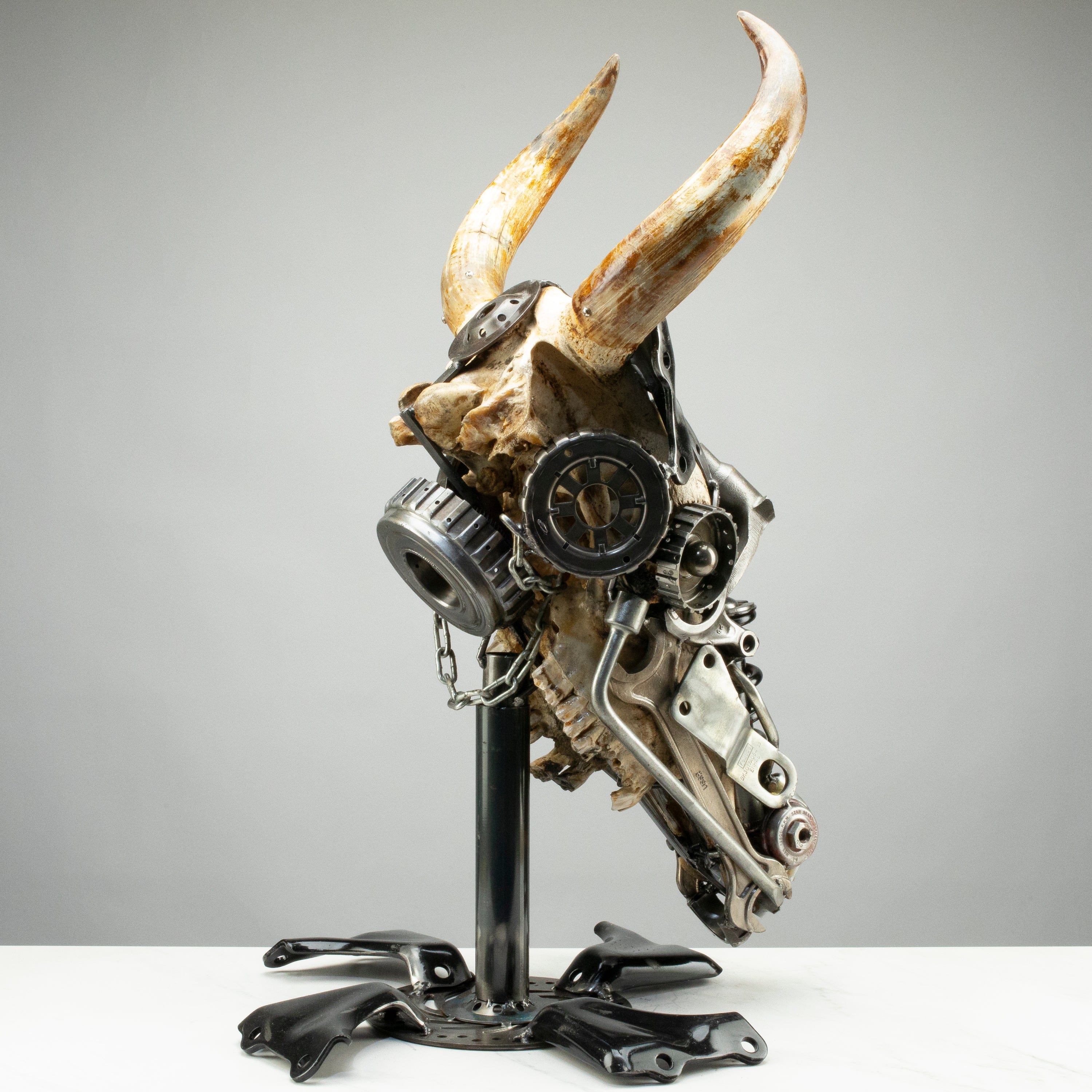 Kalifano Recycled Metal Art Bull Skull Recycled Metal Art Sculpture RMS-BSK-S188