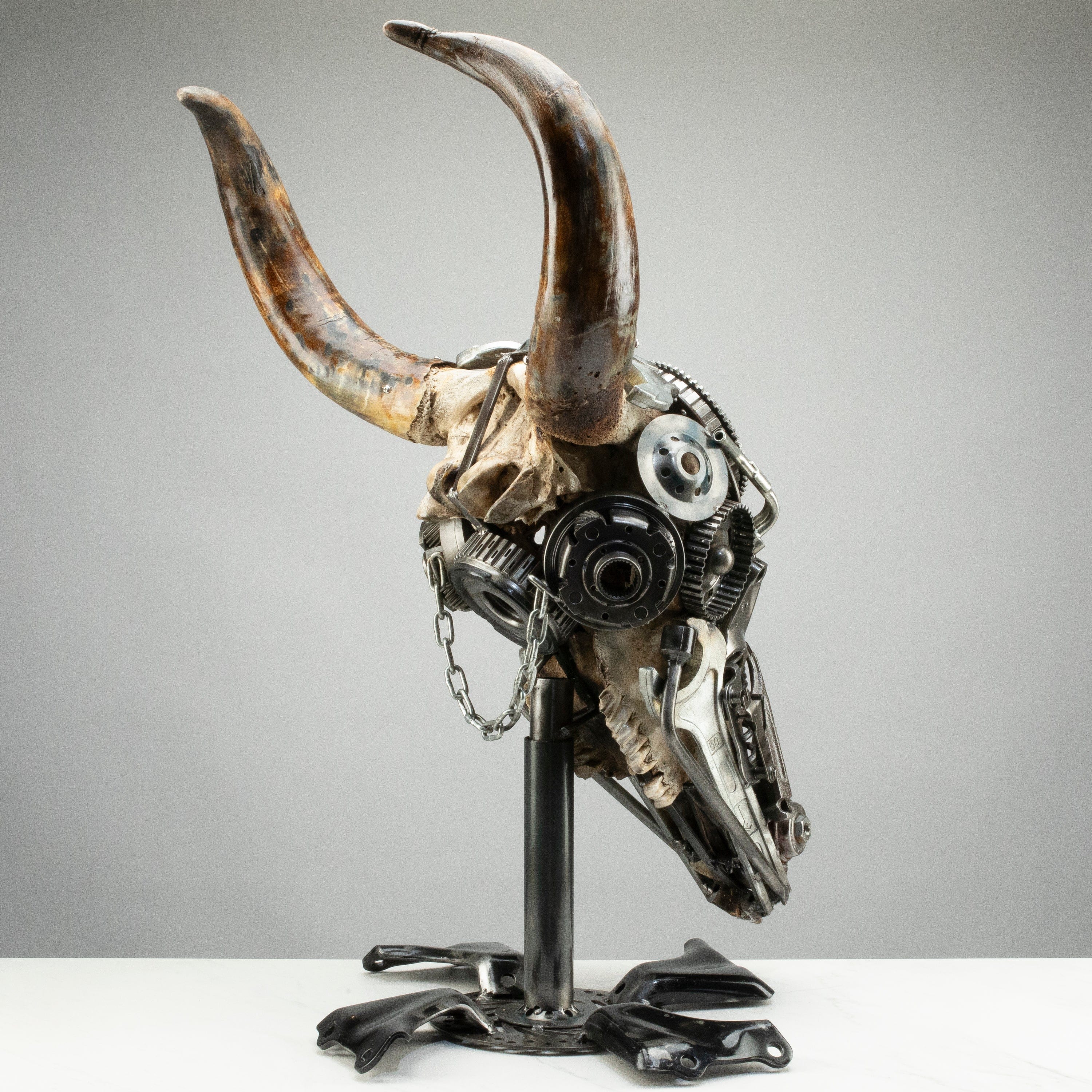 Kalifano Recycled Metal Art Bull Skull Recycled Metal Art Sculpture RMS-BSK-S190