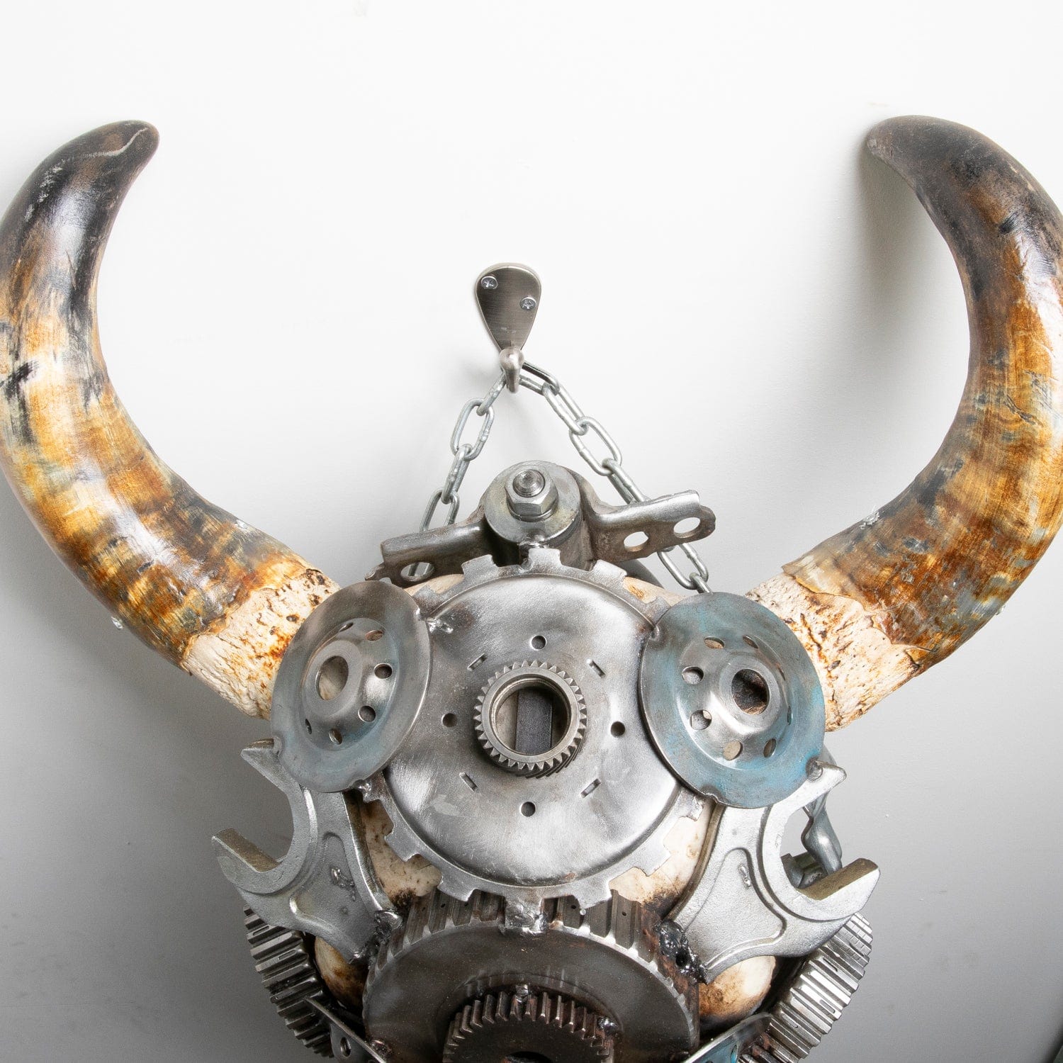 Kalifano Recycled Metal Art Bull Skull Recycled Metal Art Sculpture RMS-BSK-S196