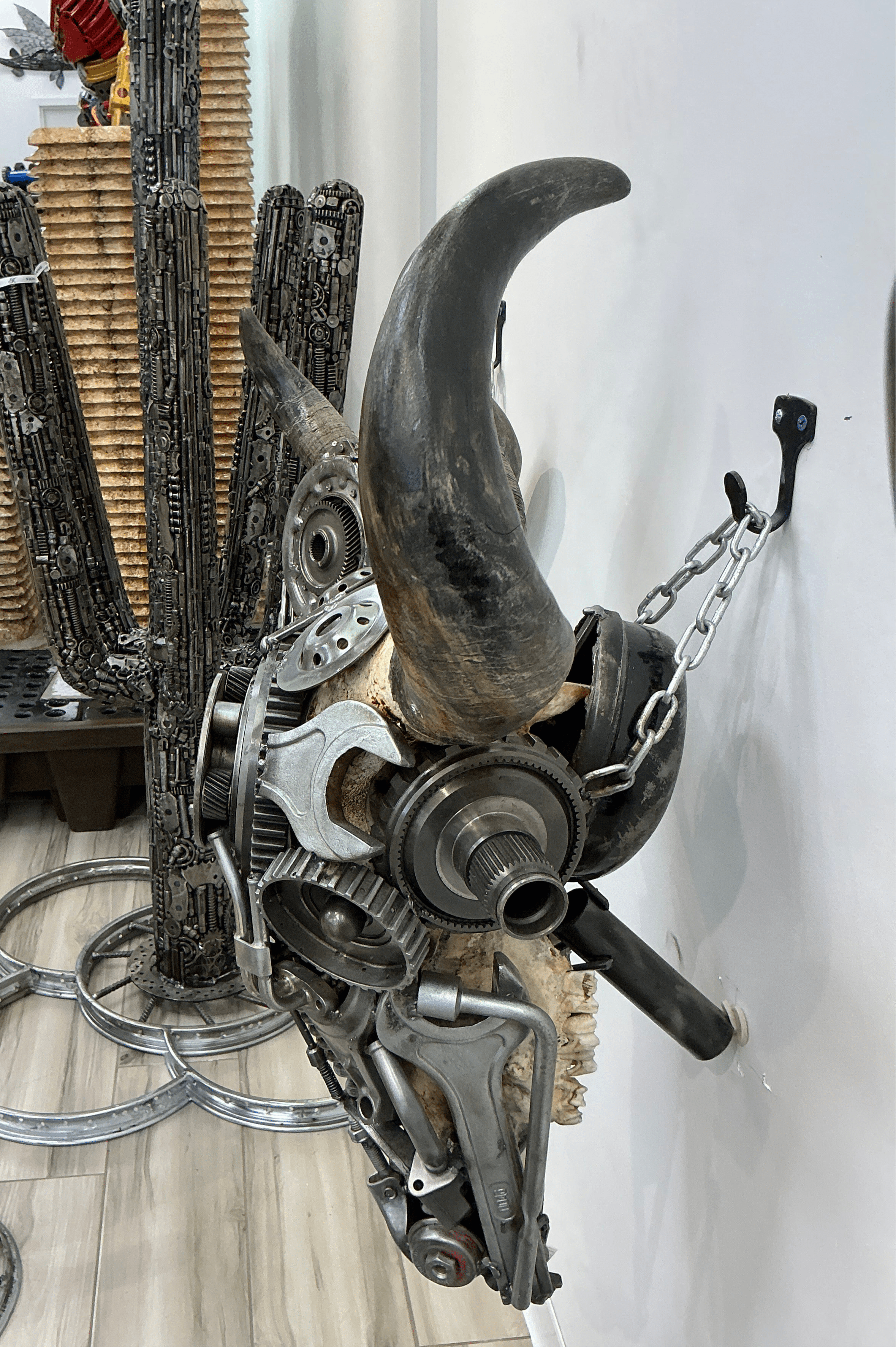 Kalifano Recycled Metal Art Bull Skull Recycled Metal Art Sculpture RMS-BSK-S199