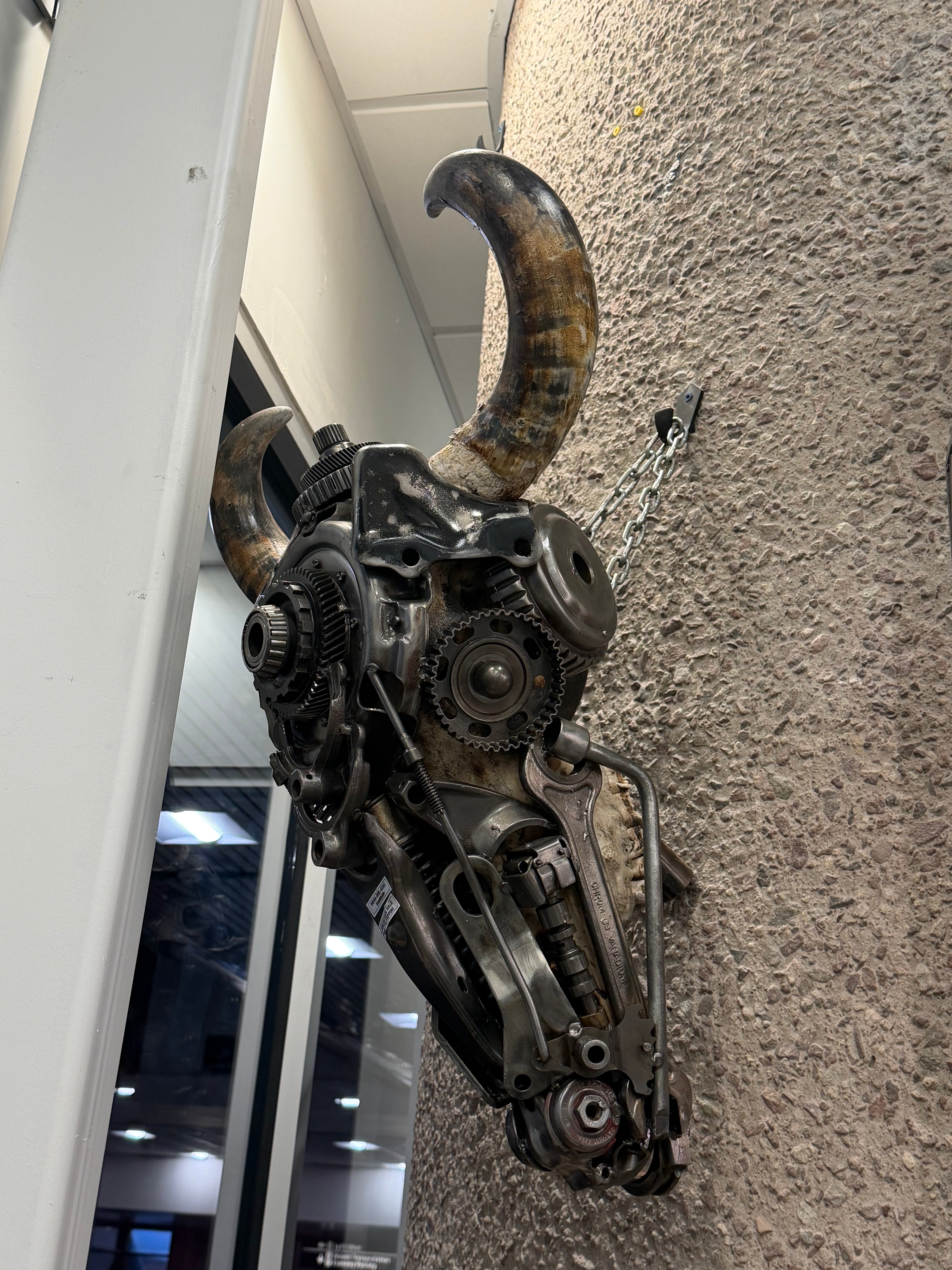 Kalifano Recycled Metal Art Bull Skull Recycled Metal Art Sculpture RMS-BSK-S202
