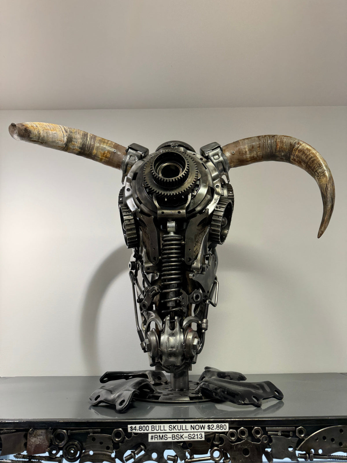 Kalifano Recycled Metal Art Bull Skull Recycled Metal Art Sculpture RMS-BSK-S213