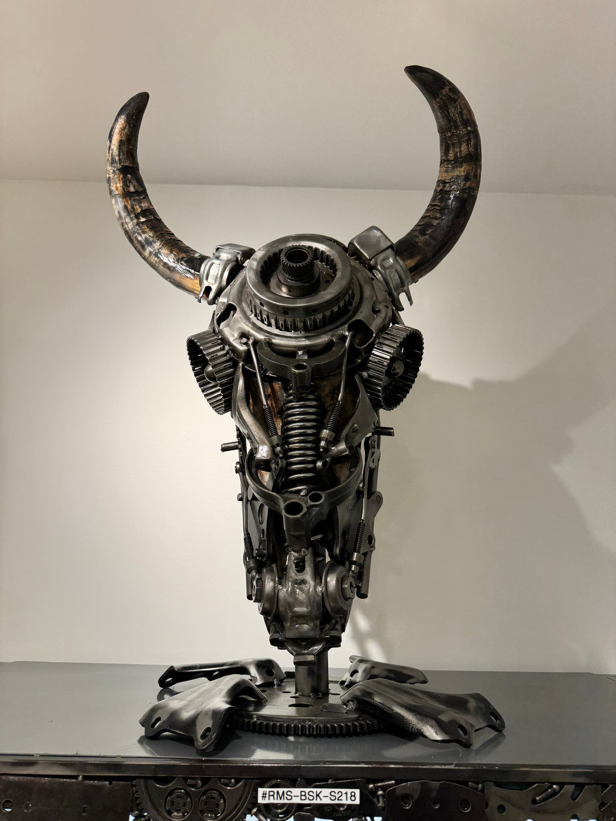 Kalifano Recycled Metal Art Bull Skull Recycled Metal Art Sculpture RMS-BSK-S218