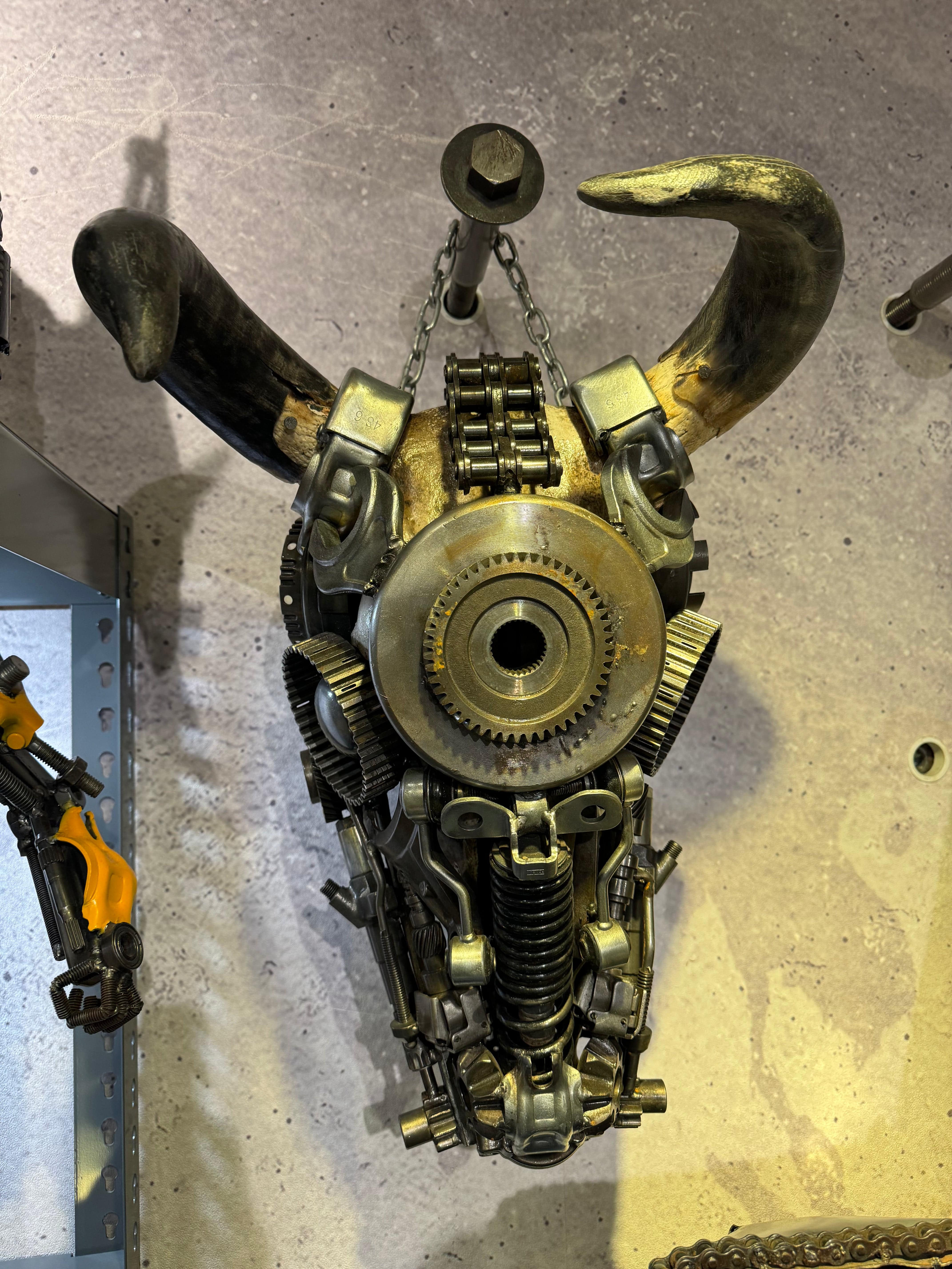 Kalifano Recycled Metal Art Bull Skull Recycled Metal Art Sculpture RMS-BSK-S60