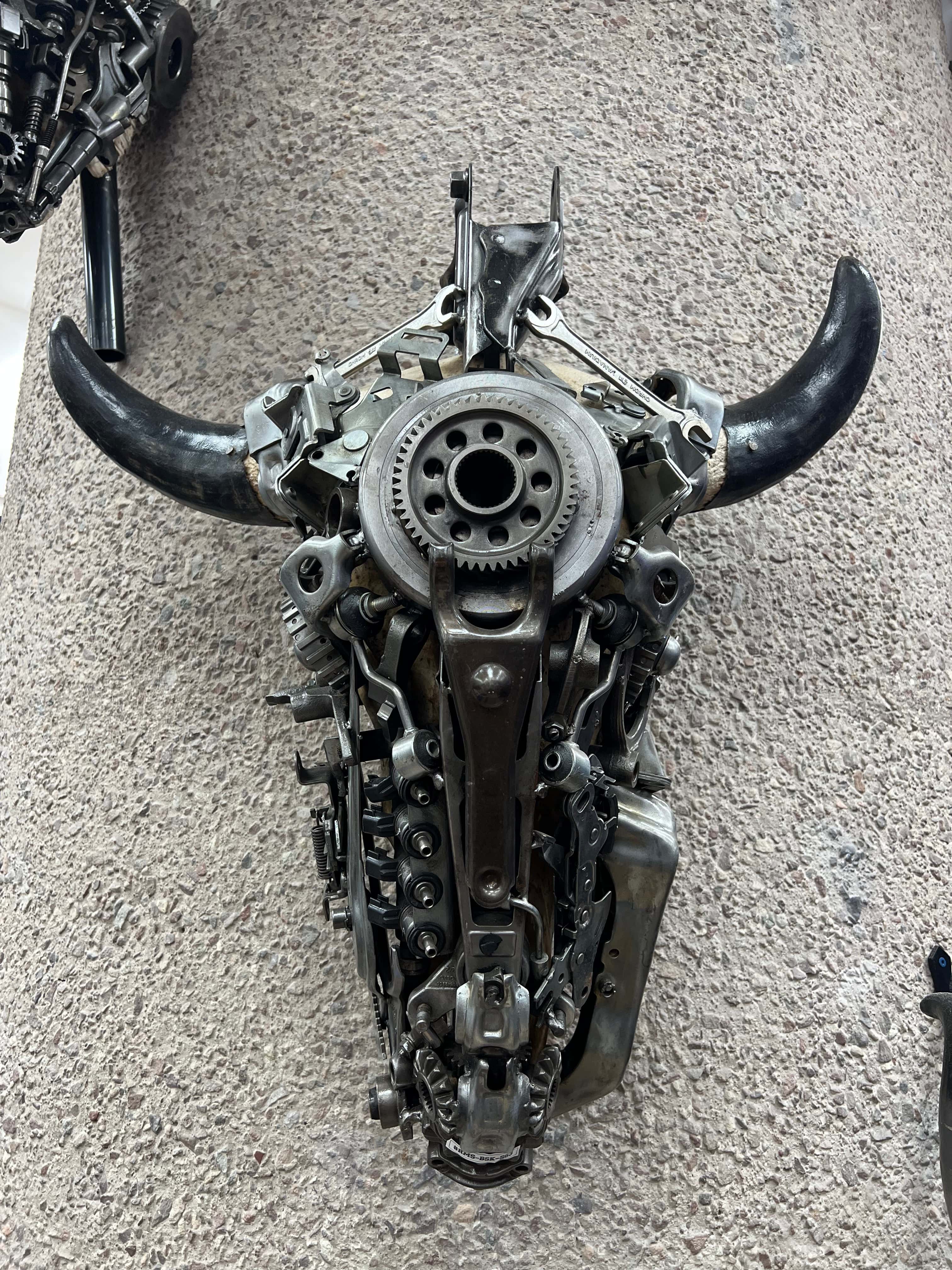 Kalifano Recycled Metal Art Bull Skull Recycled Metal Art Sculpture RMS-BSK-S63