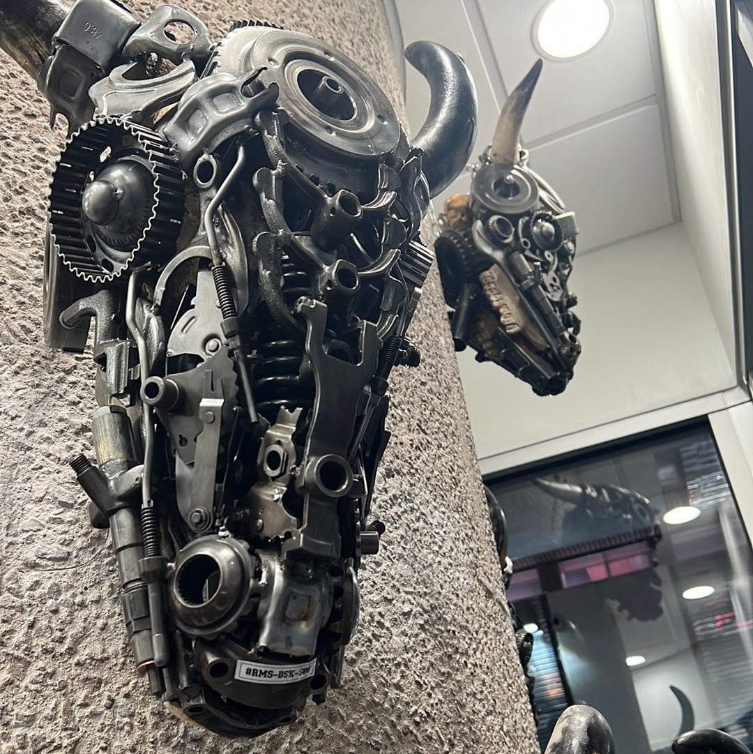 Kalifano Recycled Metal Art Bull Skull Recycled Metal Art Sculpture RMS-BSK-S90