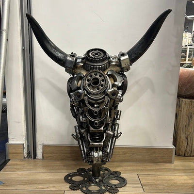 Kalifano Recycled Metal Art Bull Skull Recycled Metal Art Sculpture RMS-BSK-S91