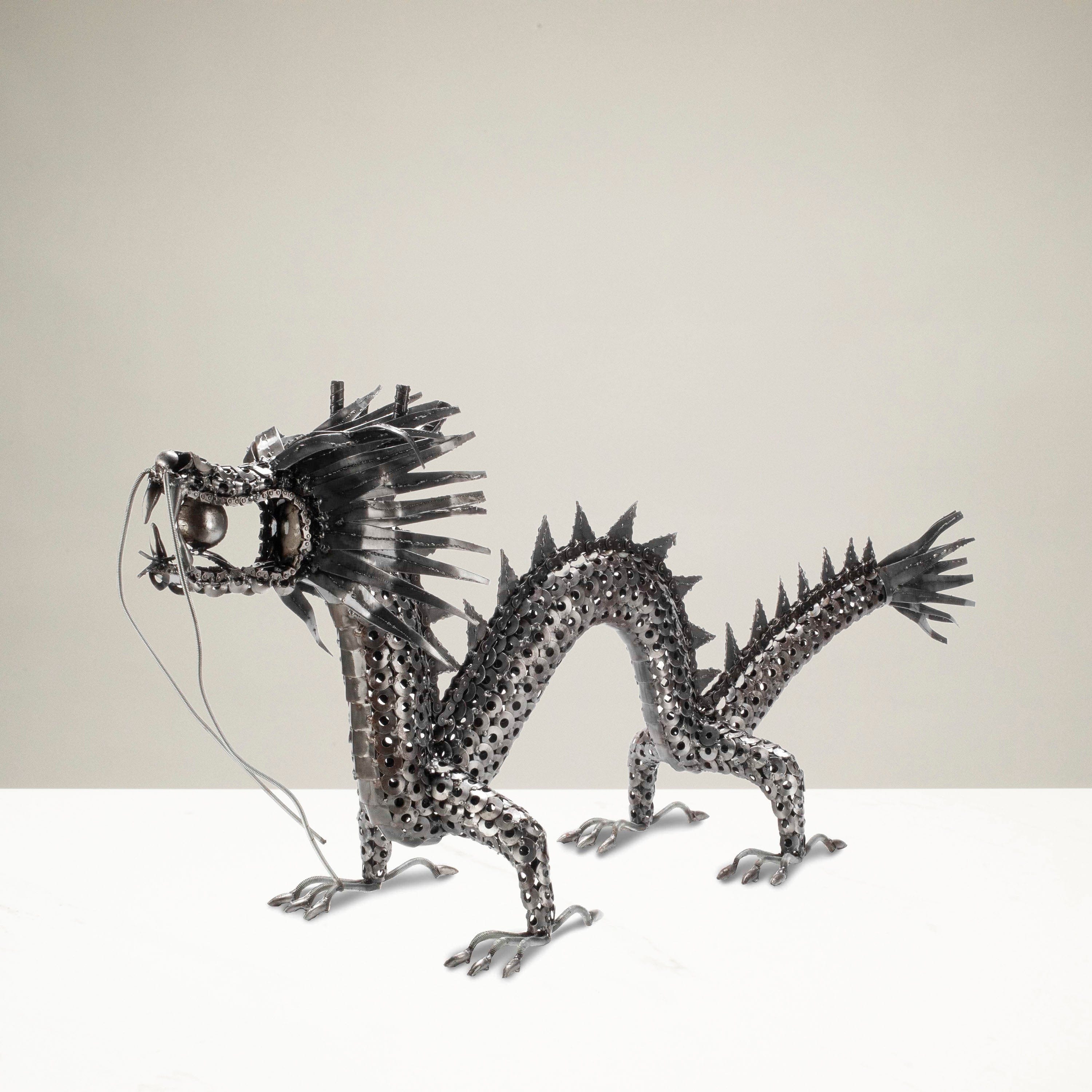 Kalifano Recycled Metal Art Chinese Dragon Recycled Metal Art Sculpture - RMS-CD45-Y