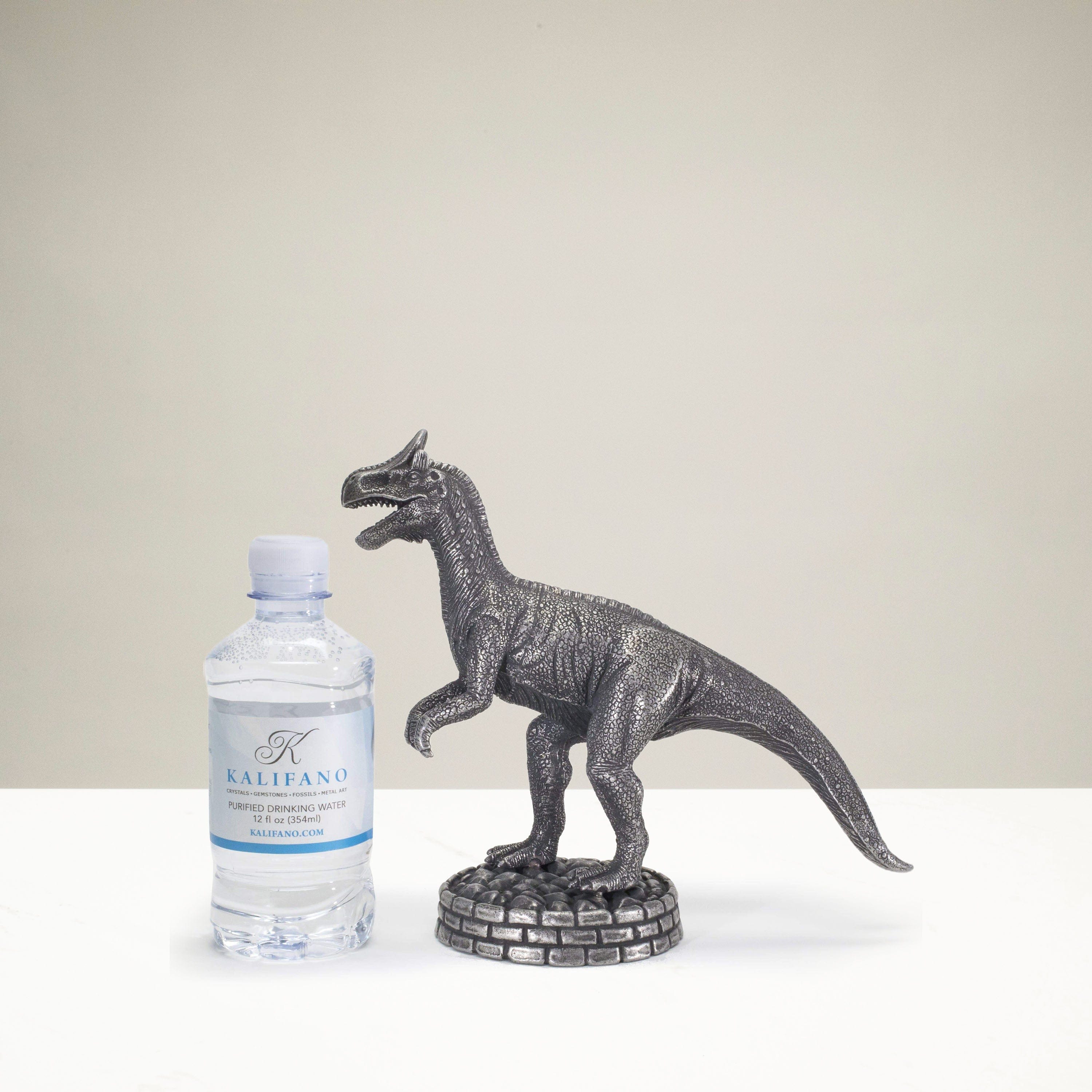 Kalifano Recycled Metal Art Cryolophosaurus Dinosaur Stainless Steel Hand Made Carving CV400-SS-CS