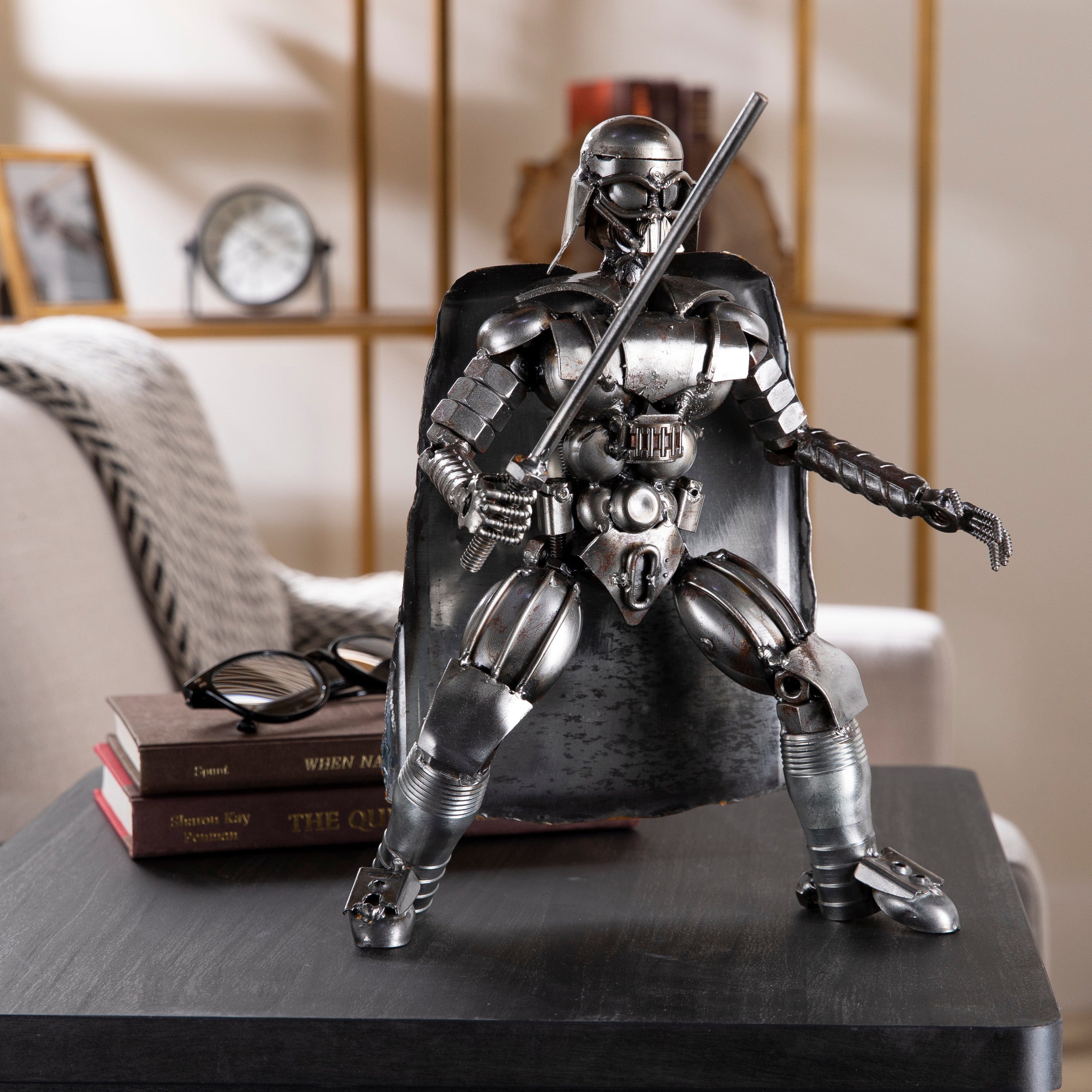 Kalifano Recycled Metal Art Darth Vader with Sword Inspired Recycled Metal Sculpture RMS-700DVA-N