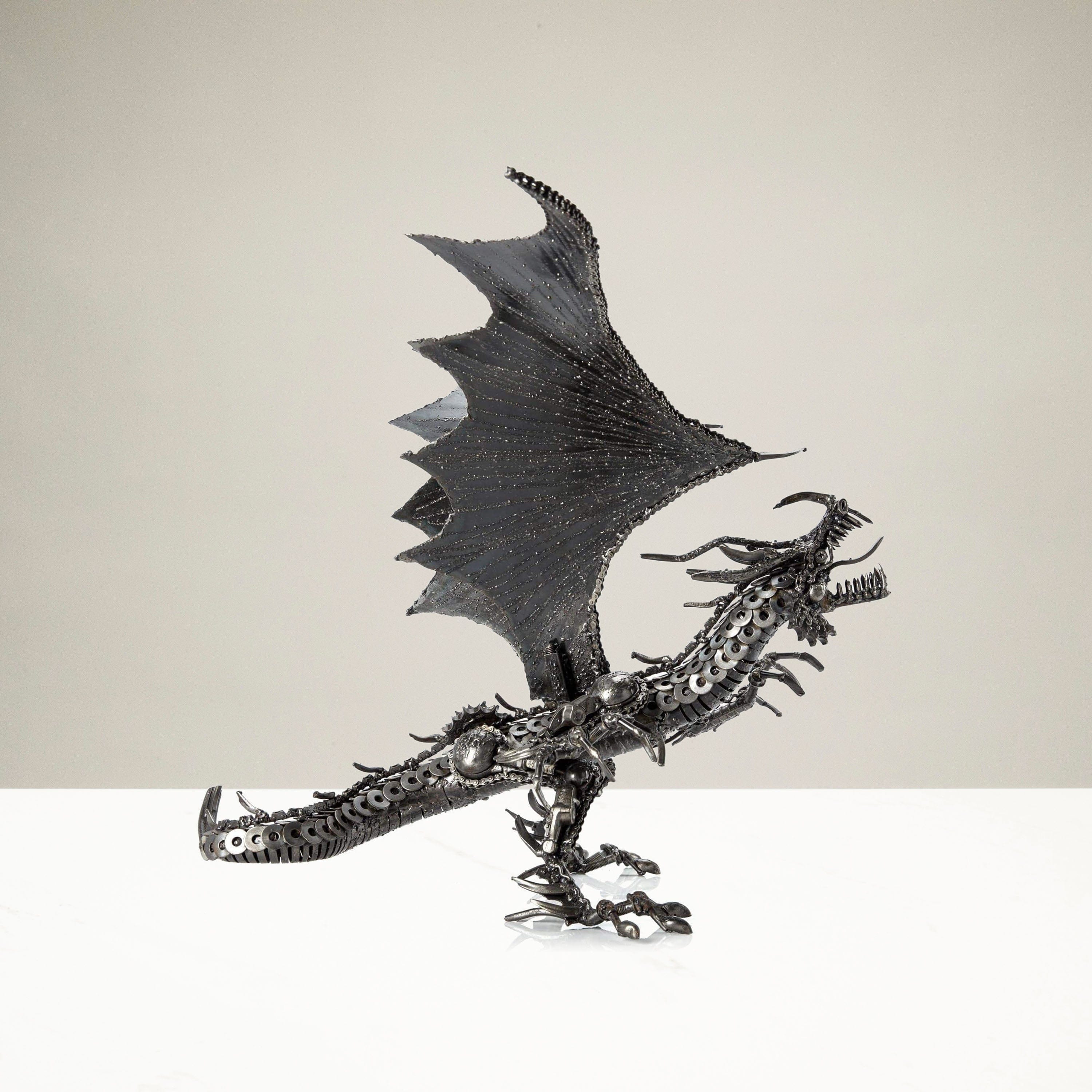 Kalifano Recycled Metal Art Dragon Recycled Metal Art Sculpture RMS-D59x70-S