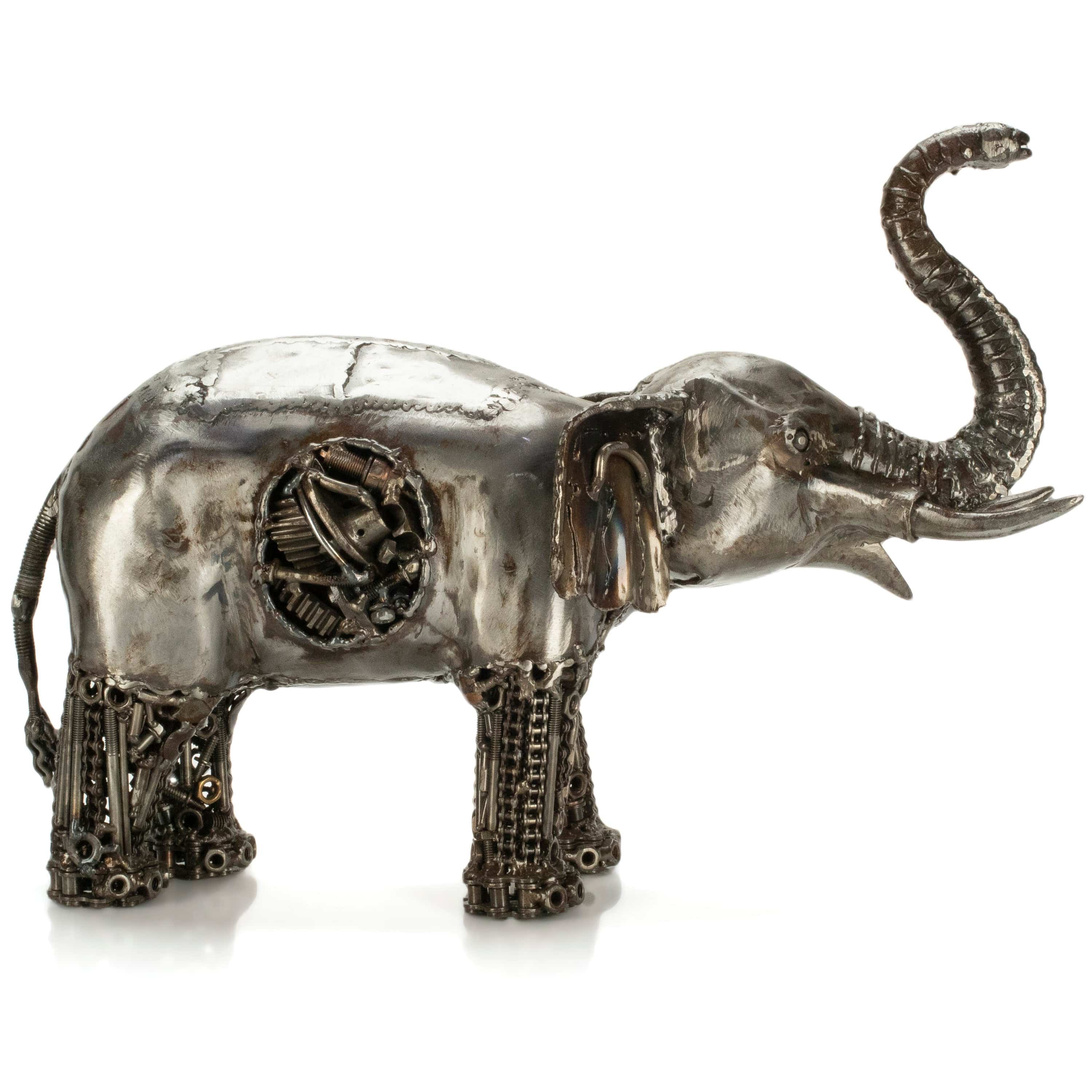 KALIFANO Recycled Metal Art Elephant Inspired Recycled Metal Art Sculpture RMS-3000ELE-PK