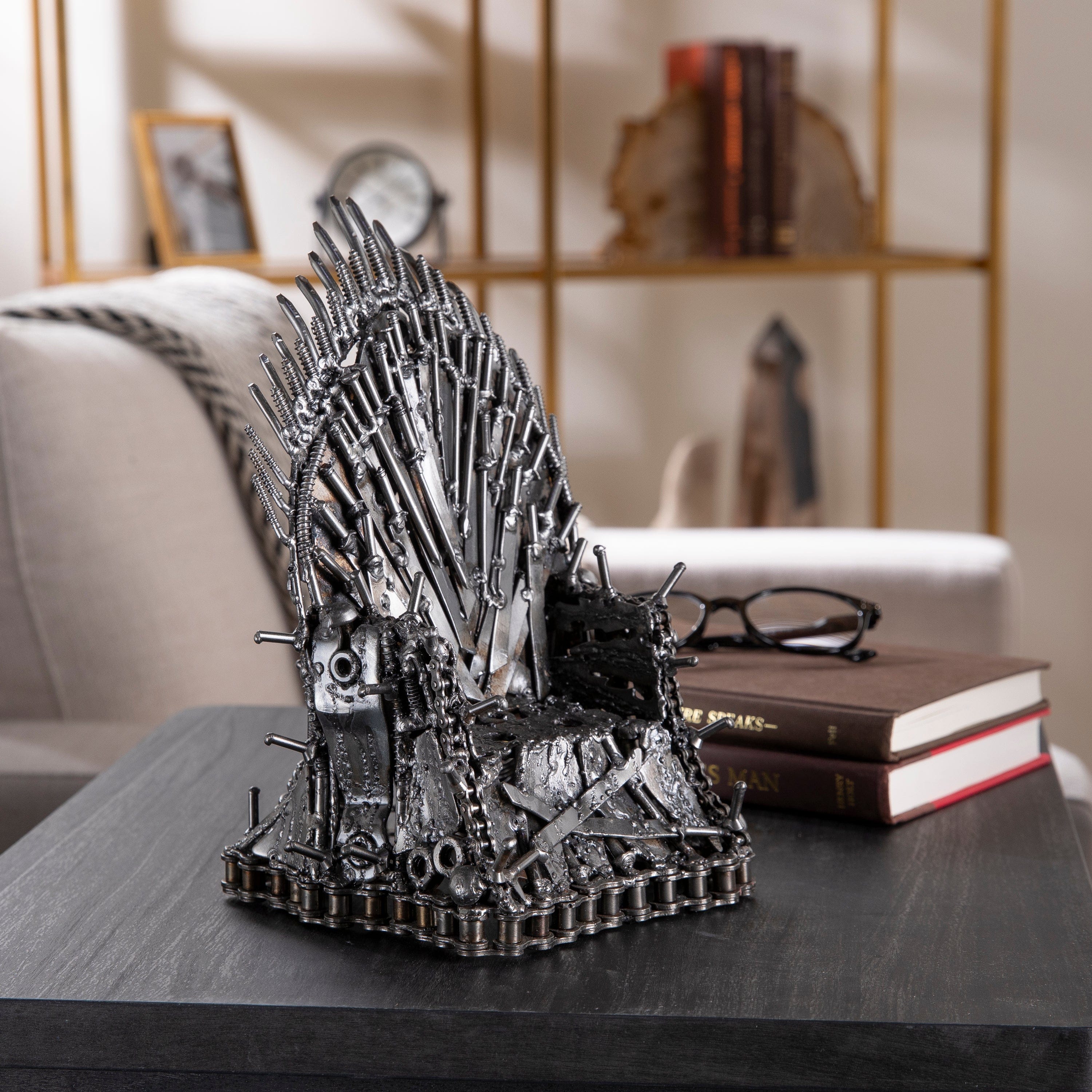 Kalifano Recycled Metal Art Game of Thrones, Throne Inspired Recycled Metal Sculpture RMS-TH28x20-N