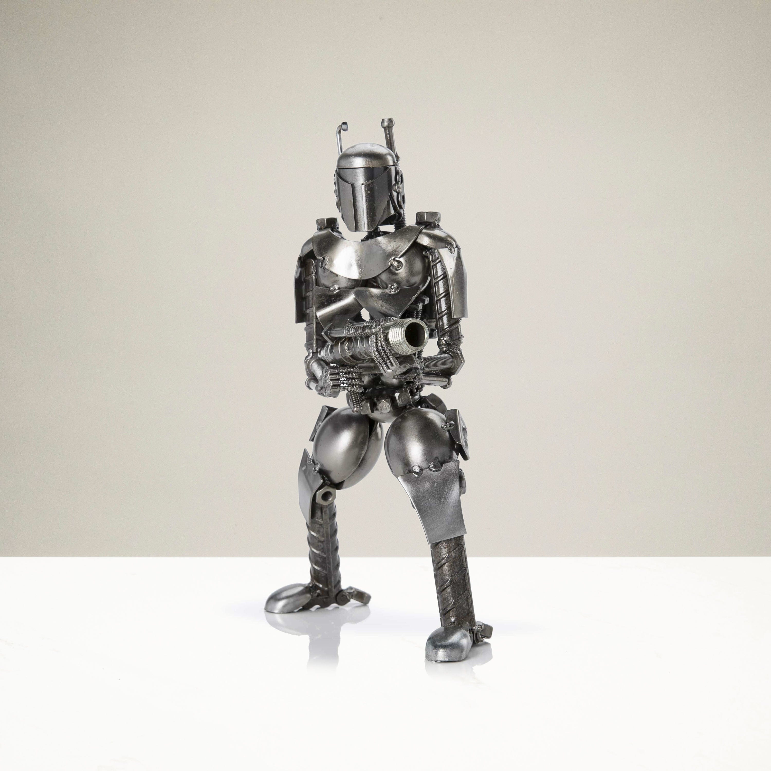 Kalifano Recycled Metal Art Jango Fett with Blaster Inspired Recycled Metal Sculpture RMS-700JFA-N