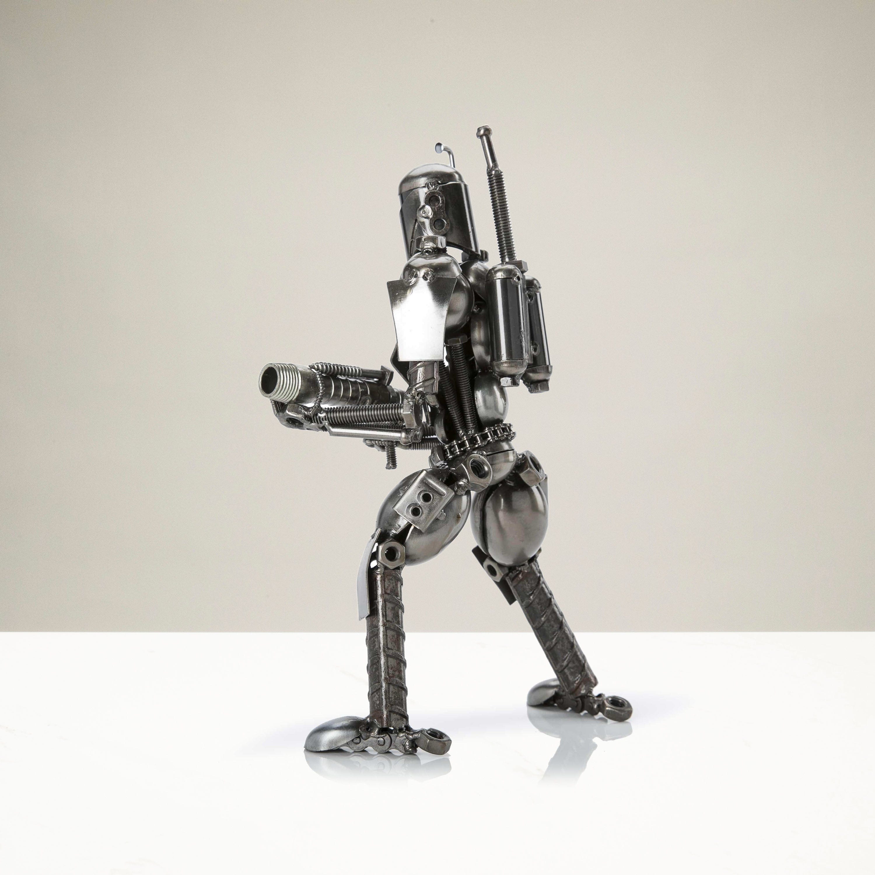 Kalifano Recycled Metal Art Jango Fett with Blaster Inspired Recycled Metal Sculpture RMS-700JFA-N