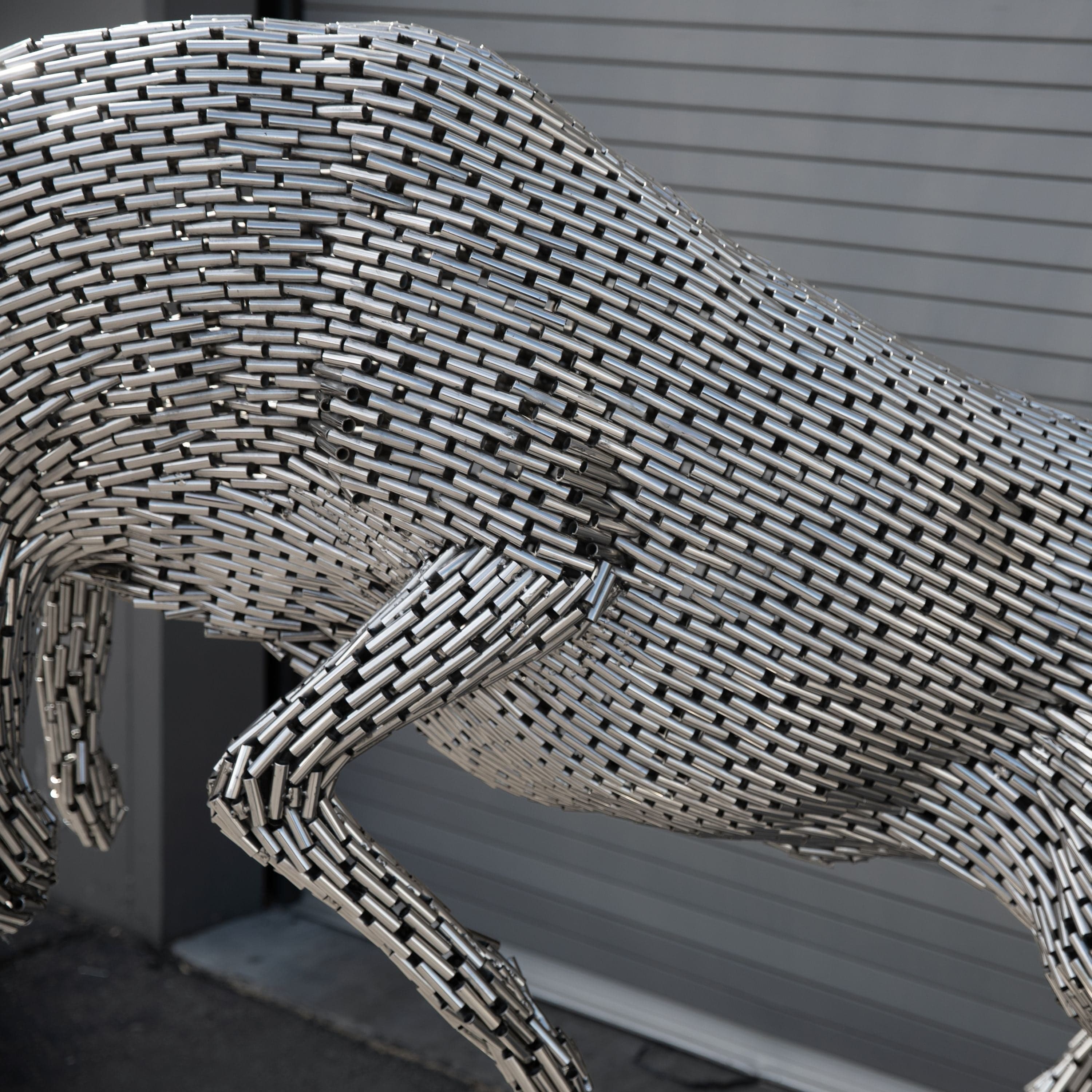 Kalifano Recycled Metal Art Jumping Bull Stainless Steel Pipe Sculpture SSS-B212