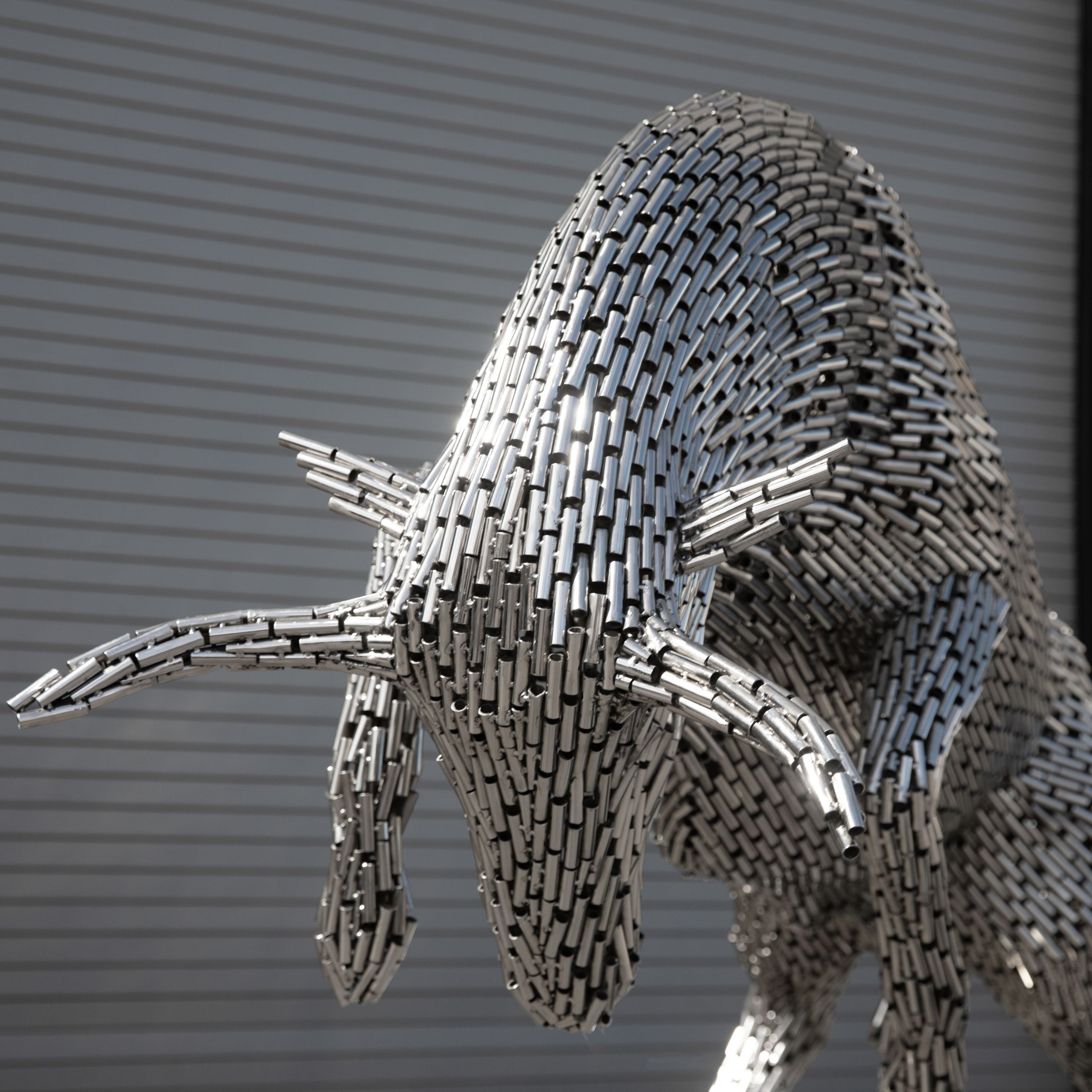 Kalifano Recycled Metal Art Jumping Bull Stainless Steel Pipe Sculpture SSS-B212