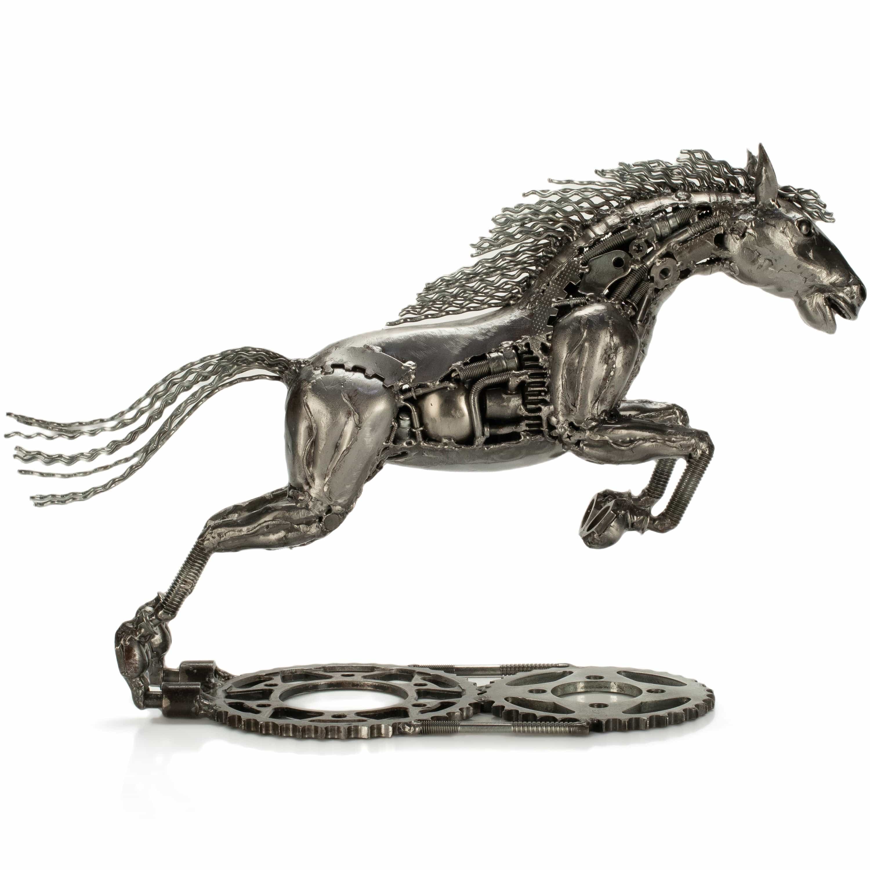 KALIFANO Recycled Metal Art Jumping Horse Inspired Recycled Metal Art Sculpture RMS-3000JHS-PK