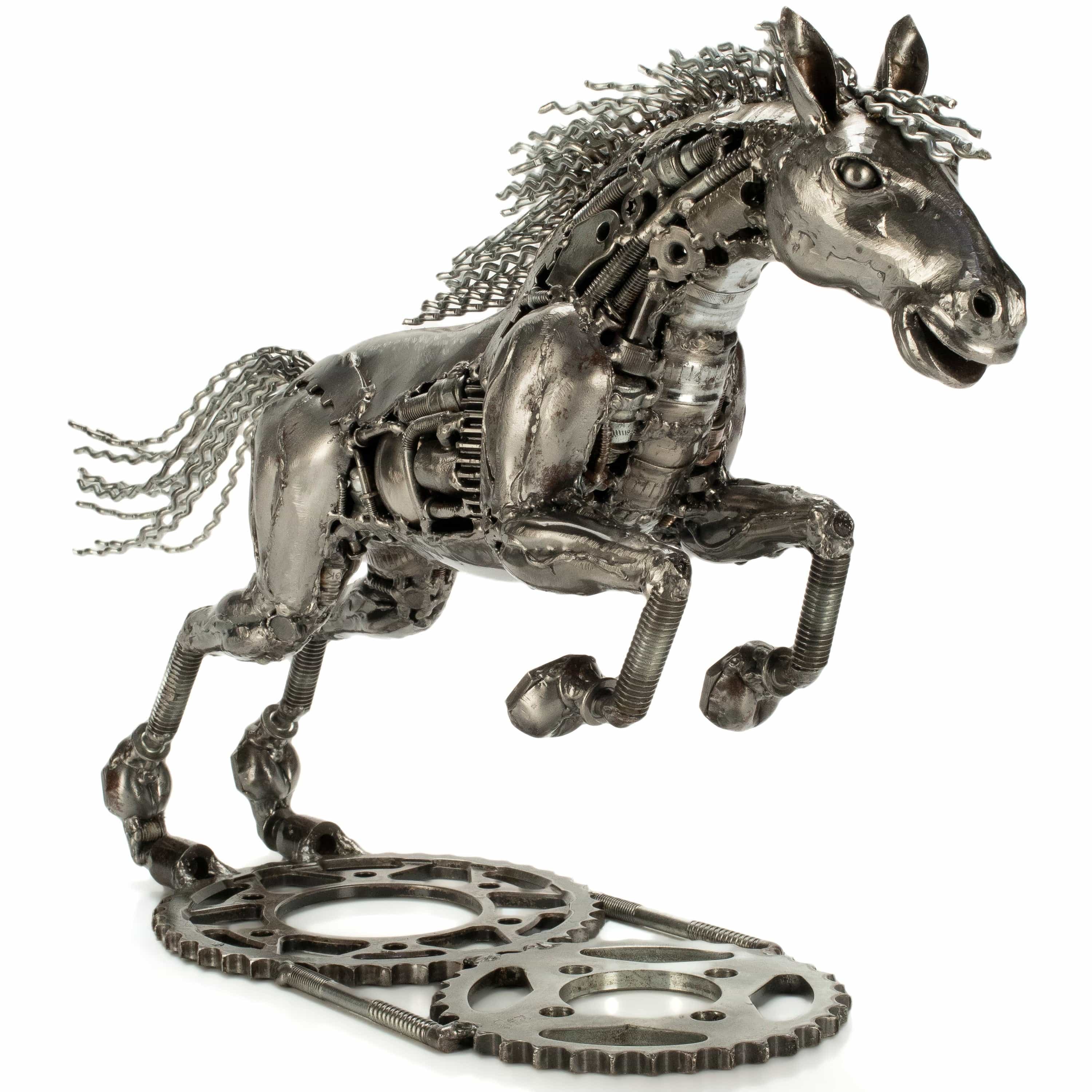 KALIFANO Recycled Metal Art Jumping Horse Inspired Recycled Metal Art Sculpture RMS-3000JHS-PK